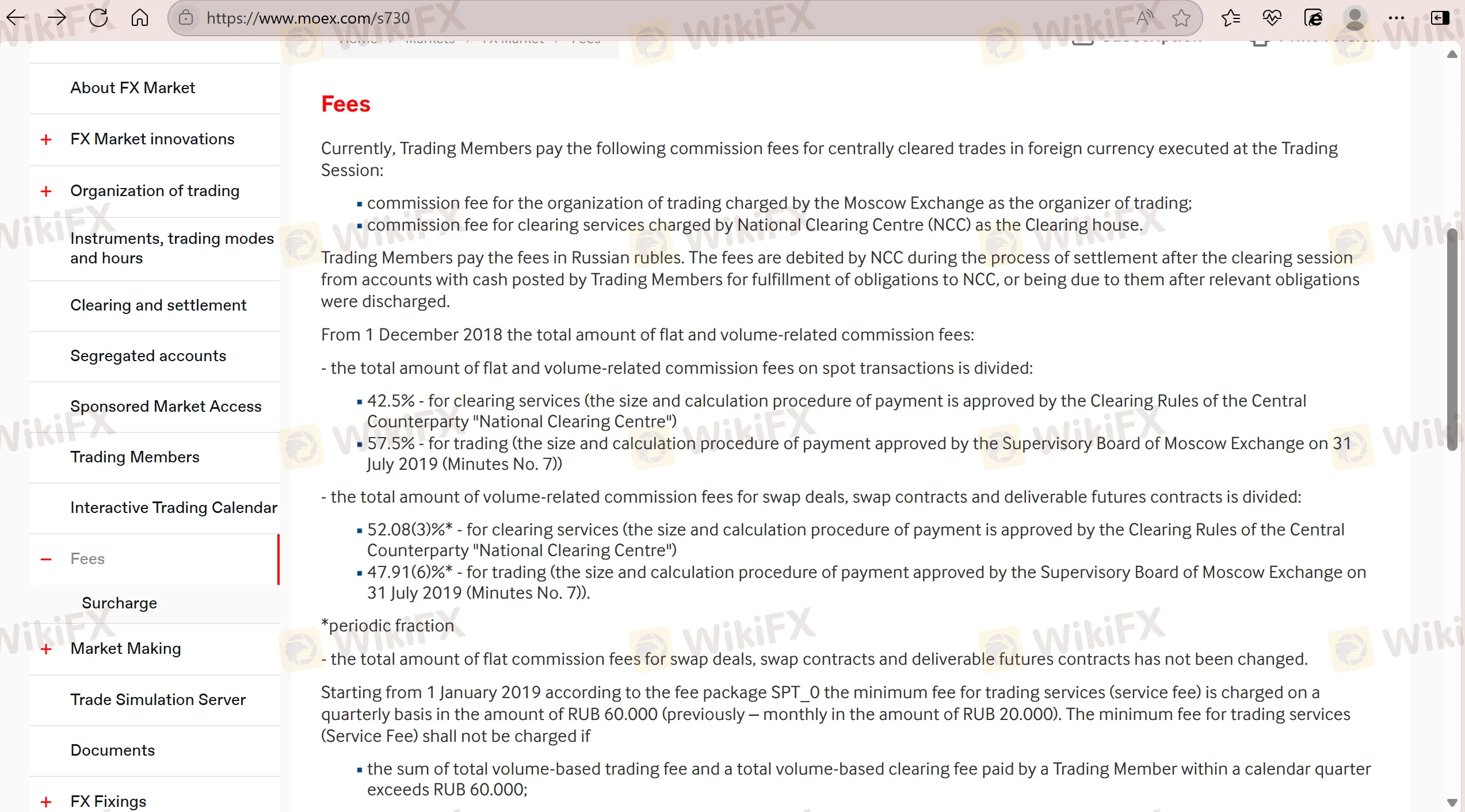 Moscow Exchange Taxas