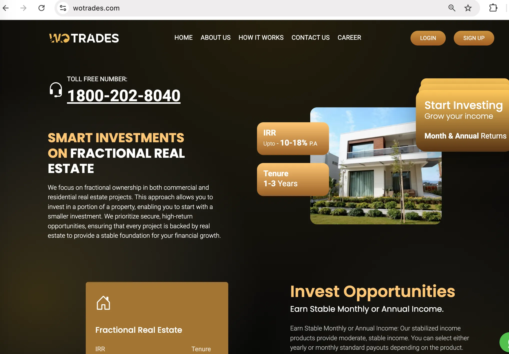 WO Trades' homepage