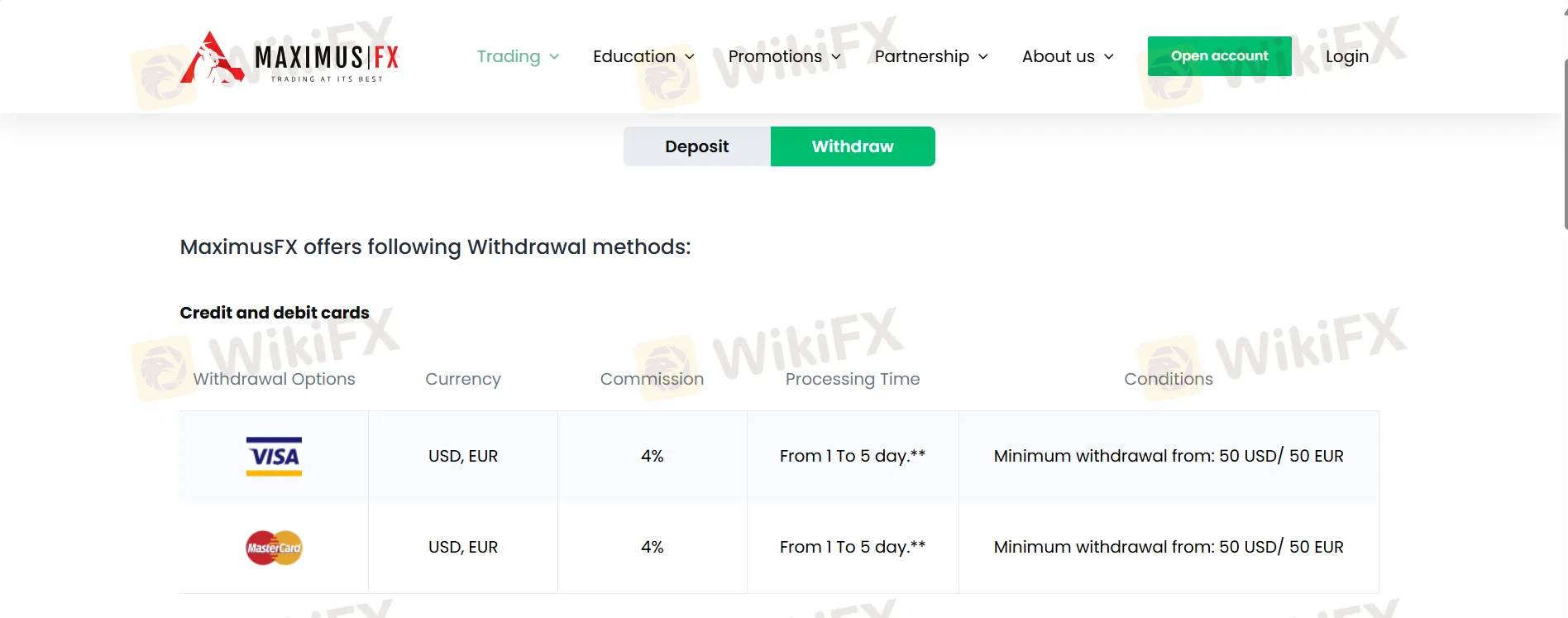 Deposit and Withdrawal