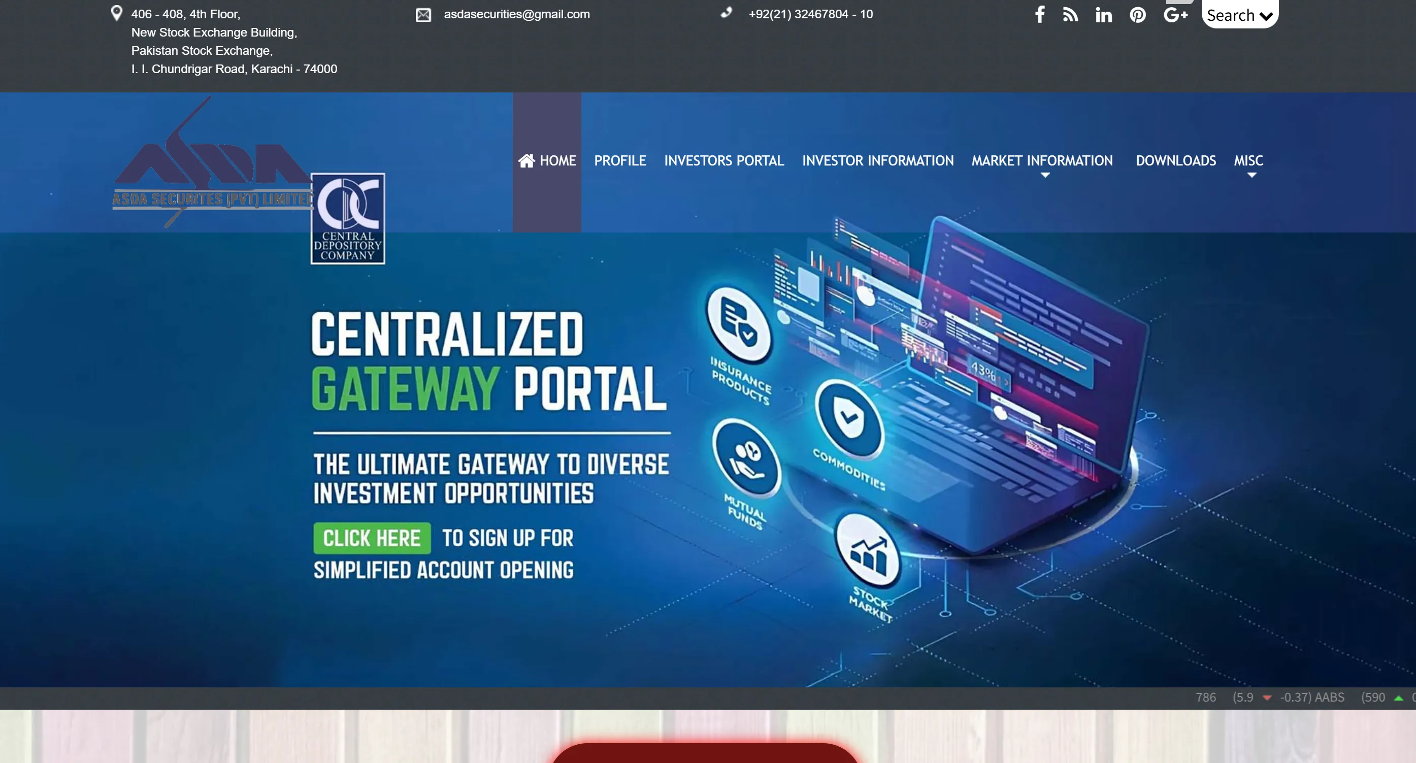 ASDA Securities' homepage