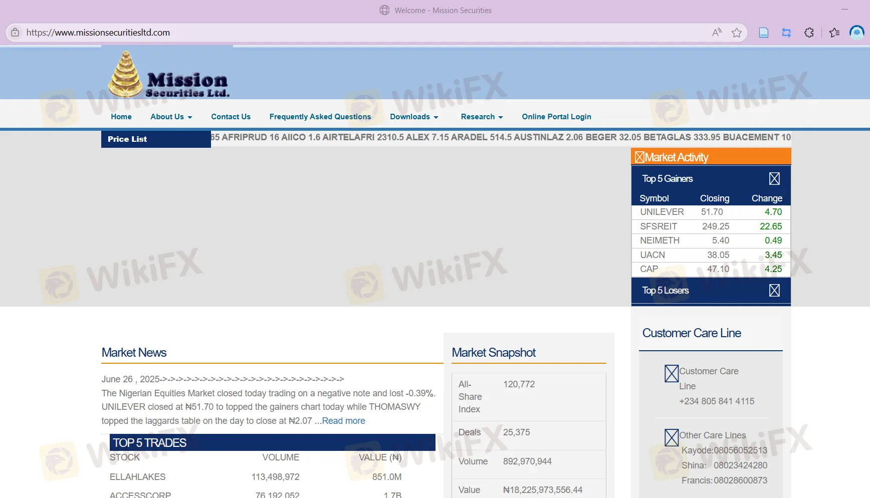 MSL's homepage