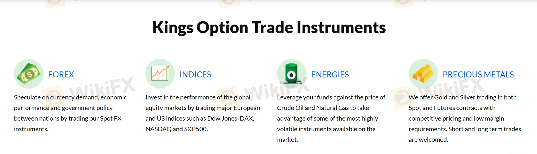 What Can I Trade on Kings Option Trade?