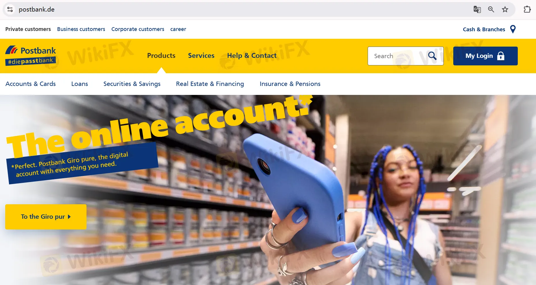 Postbank's homepage