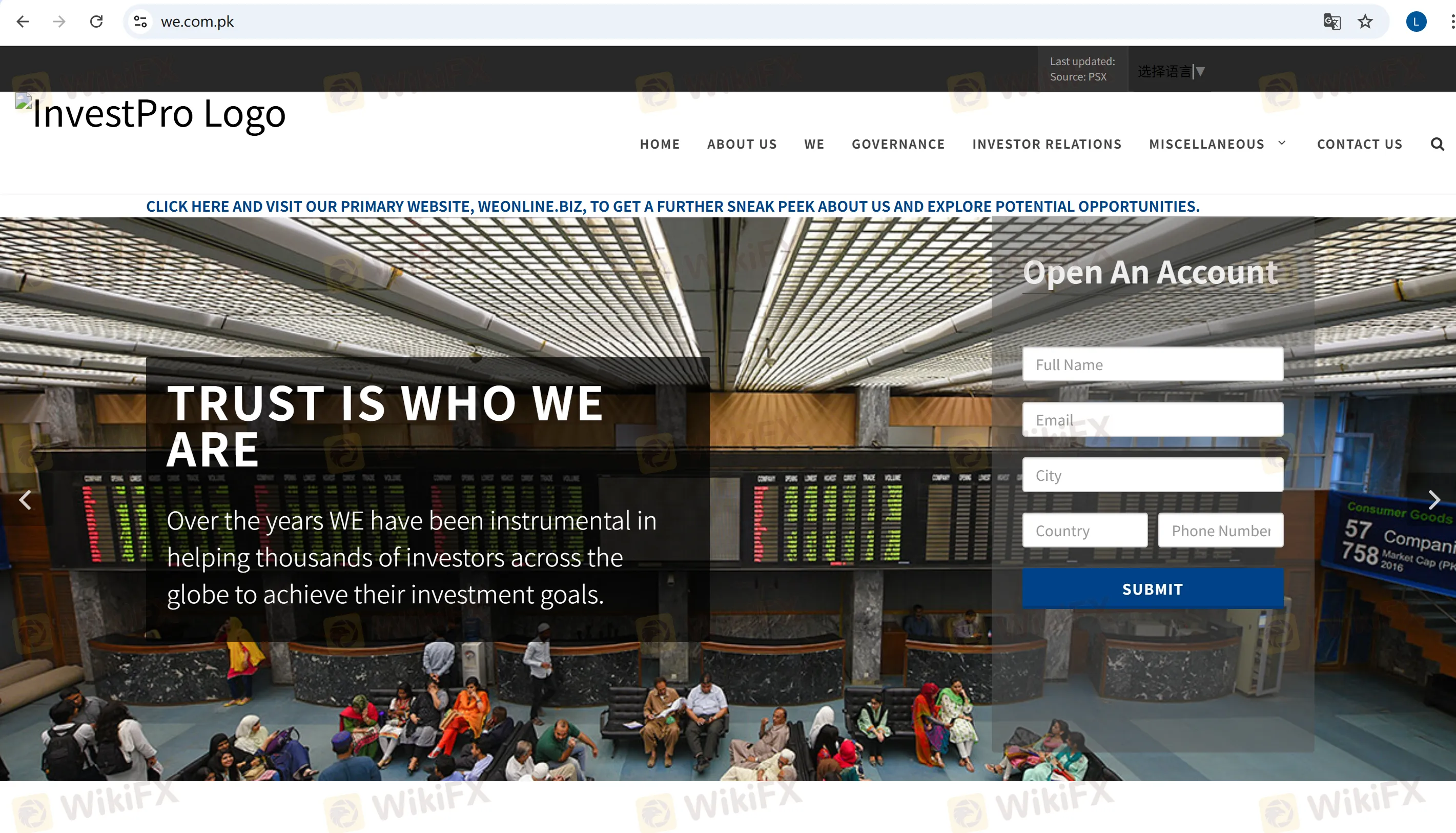 WE Financial Services' homepage