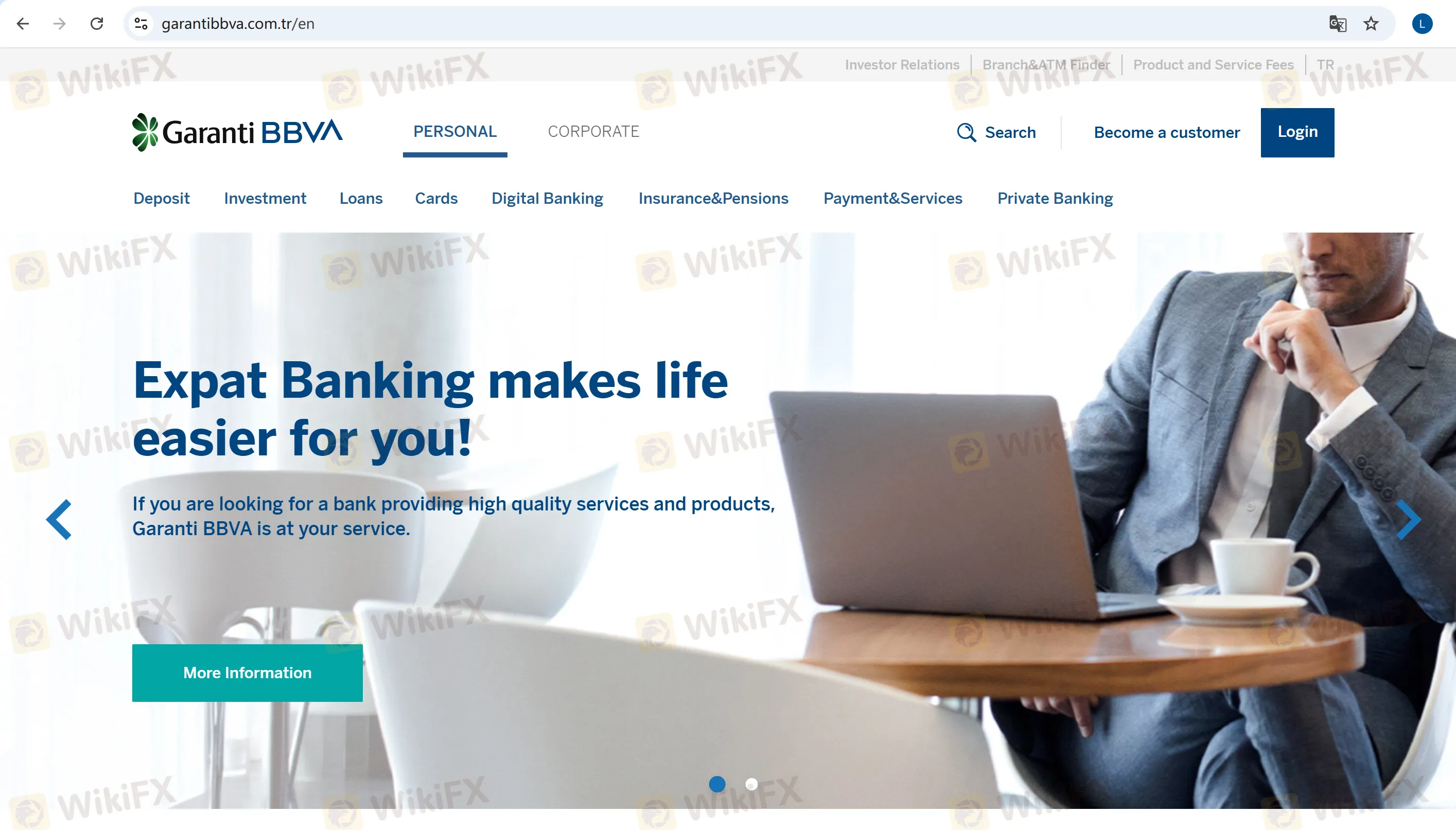 Garanti BBVA's homepage