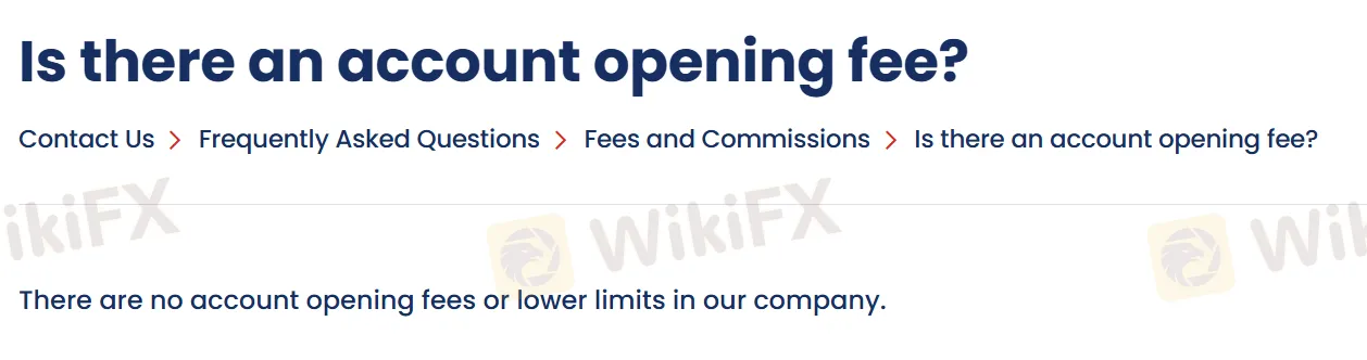 No account opening fee