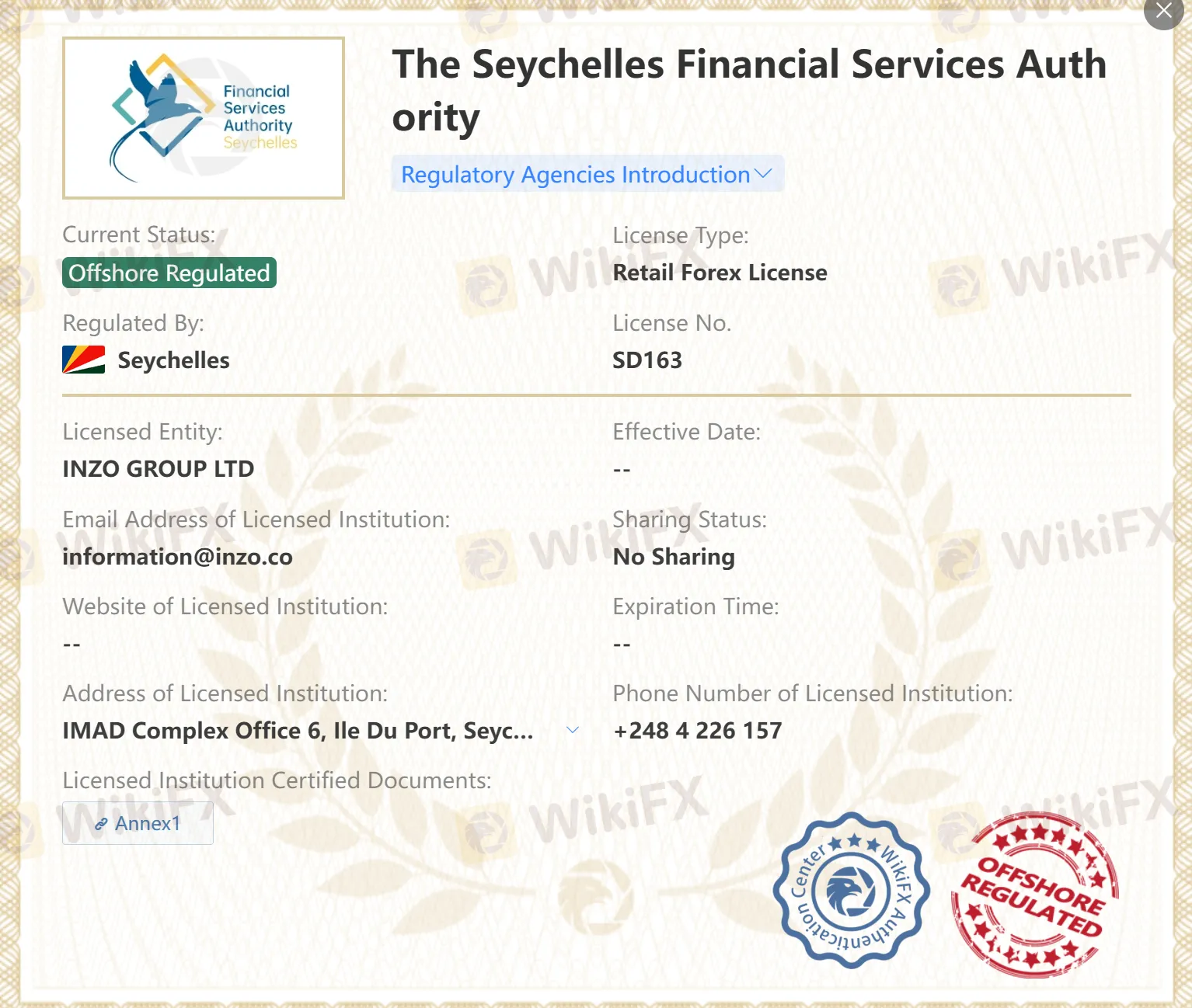 Offshore regulated by FSA