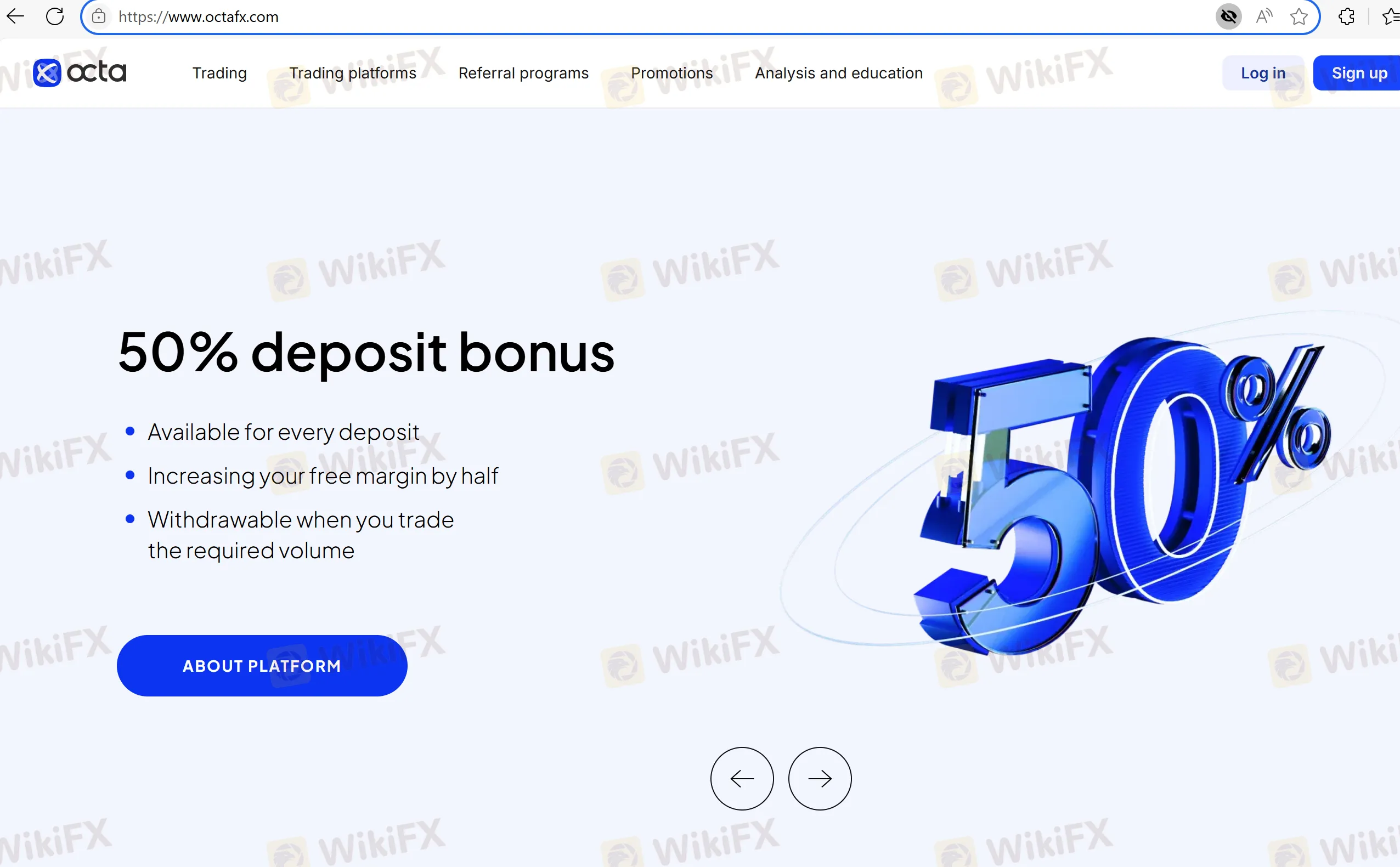 OctaFX's homepage