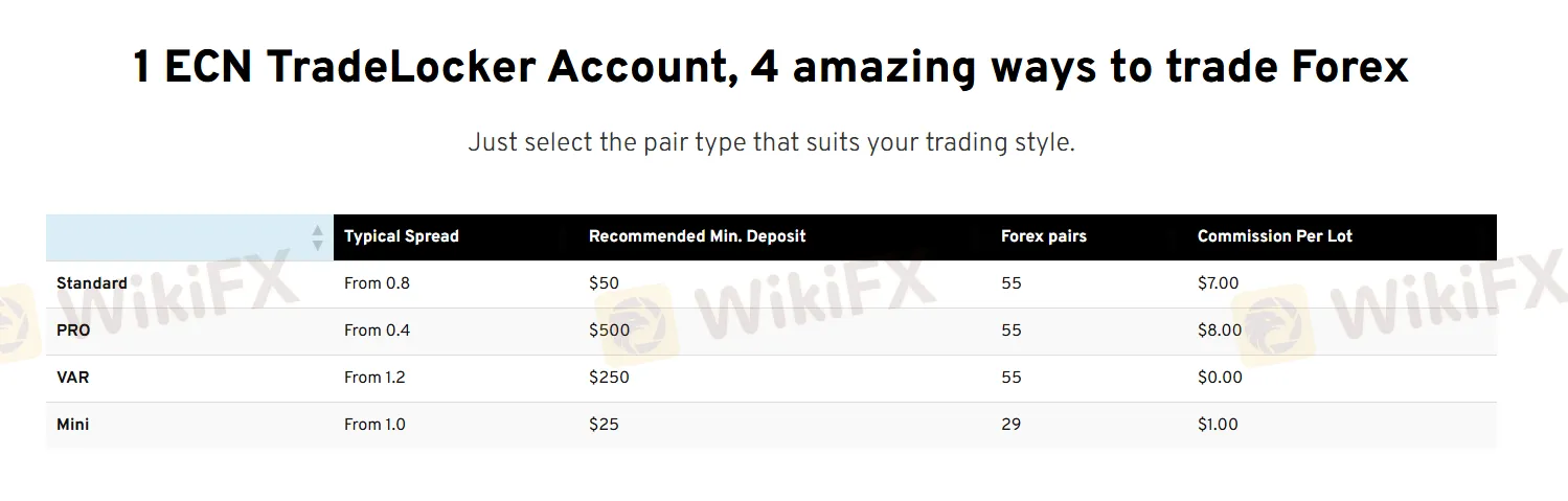 Standard ECN account features