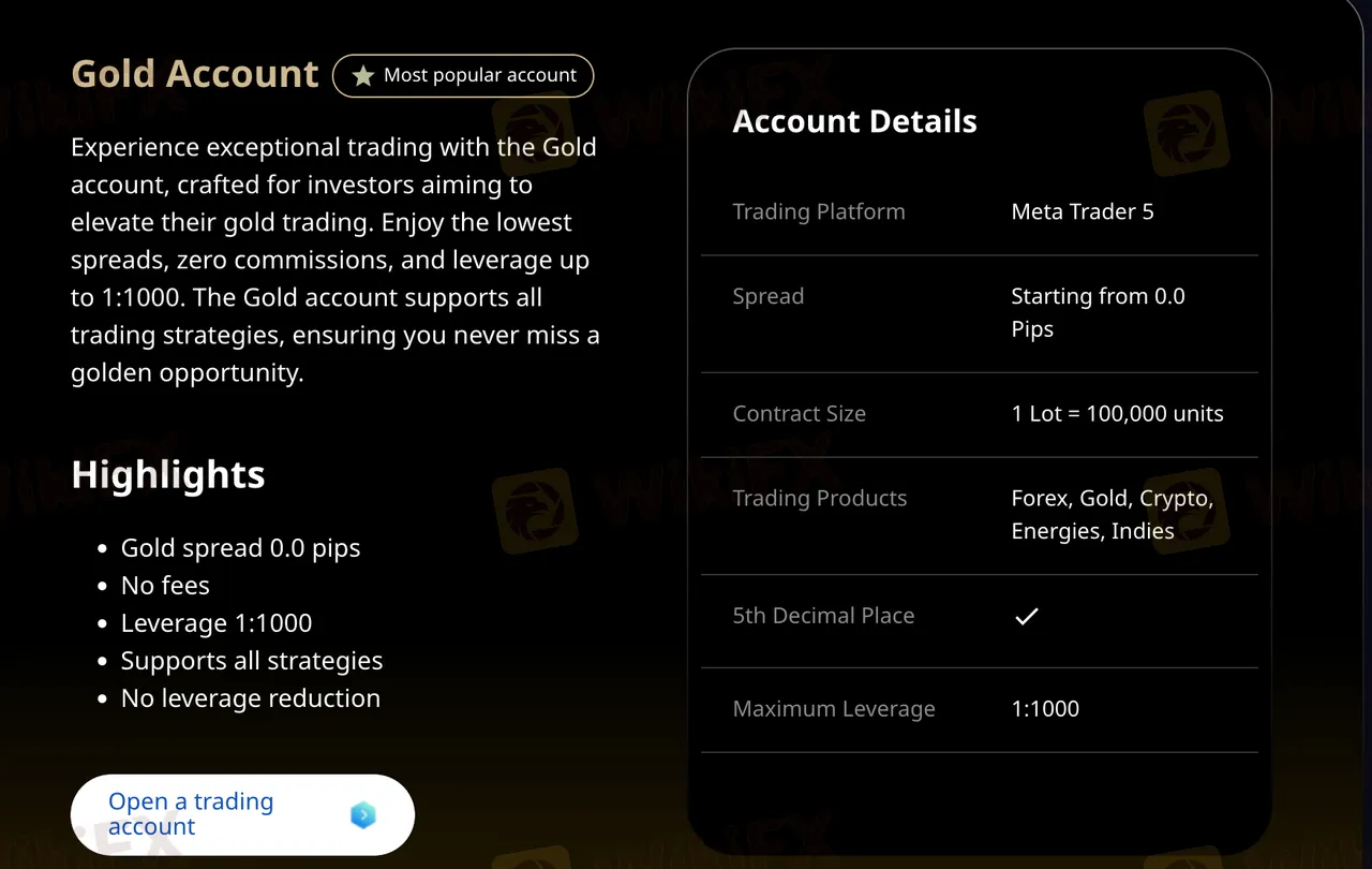 Gold account features