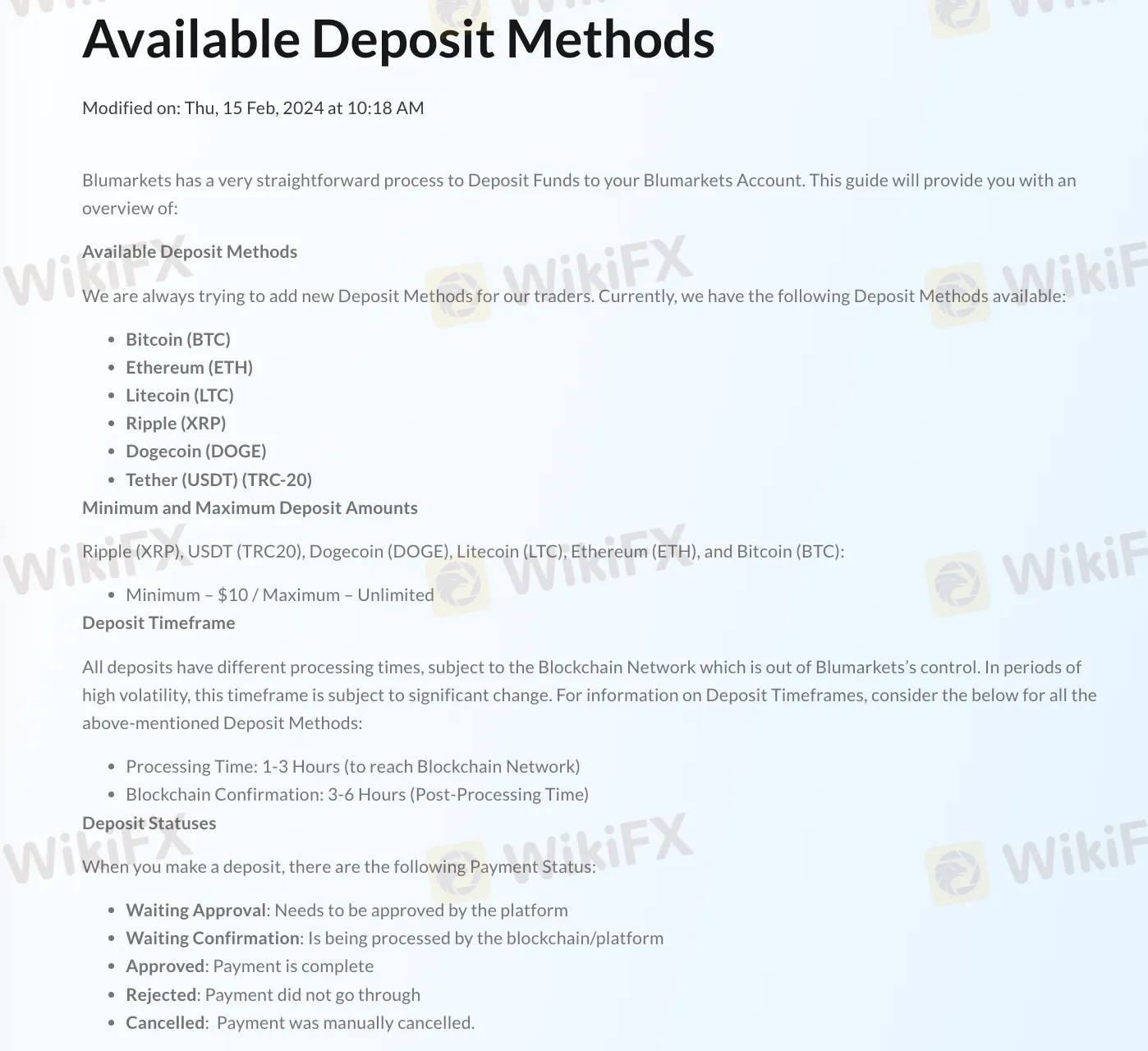 Deposit details