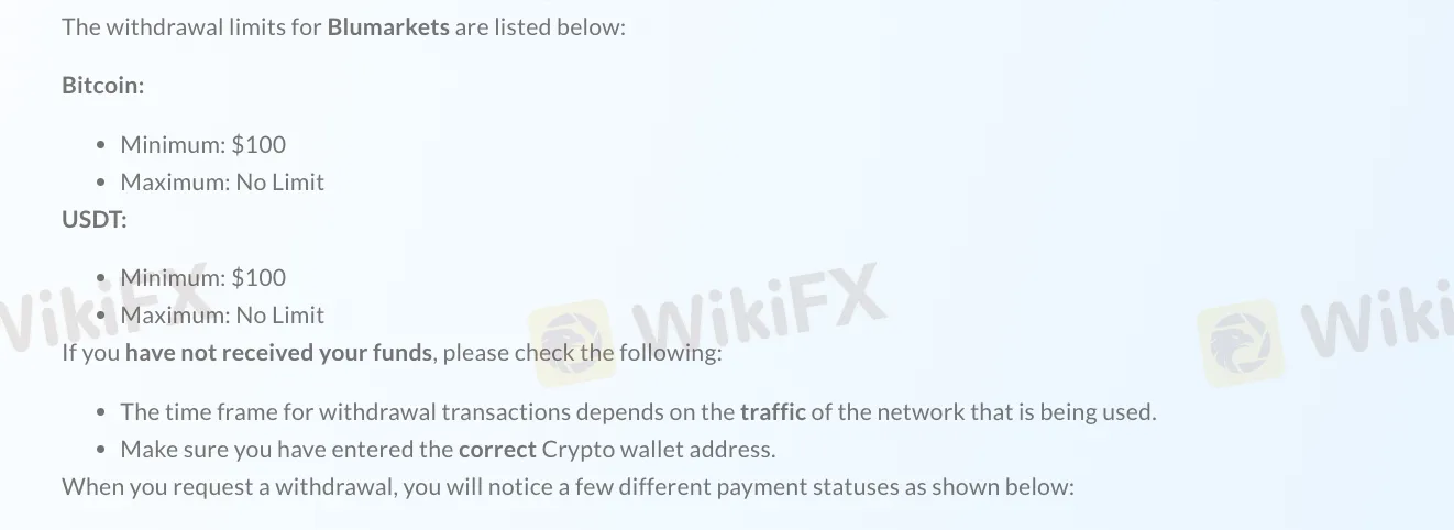 Withdrawal details