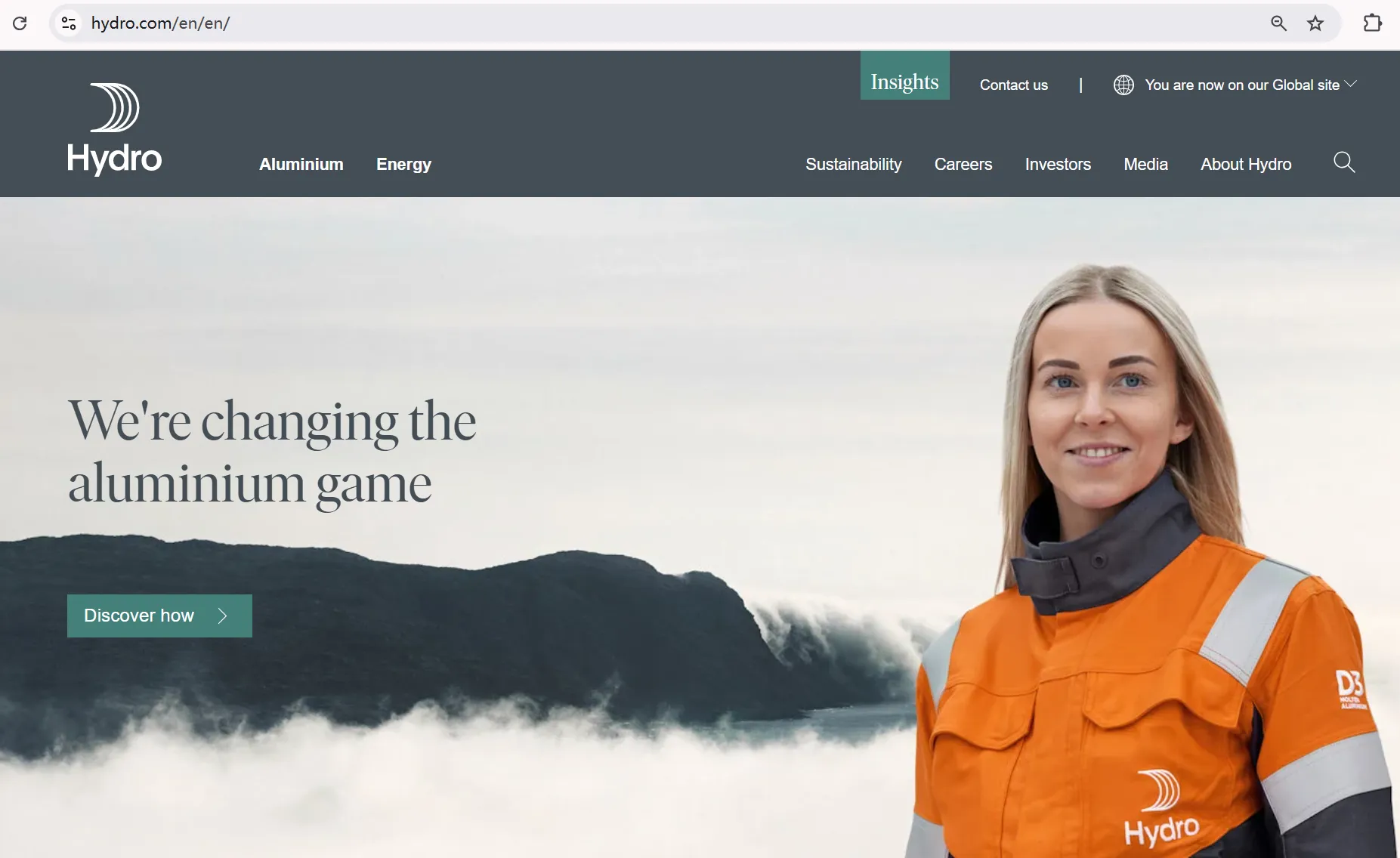 Hydro's homepage