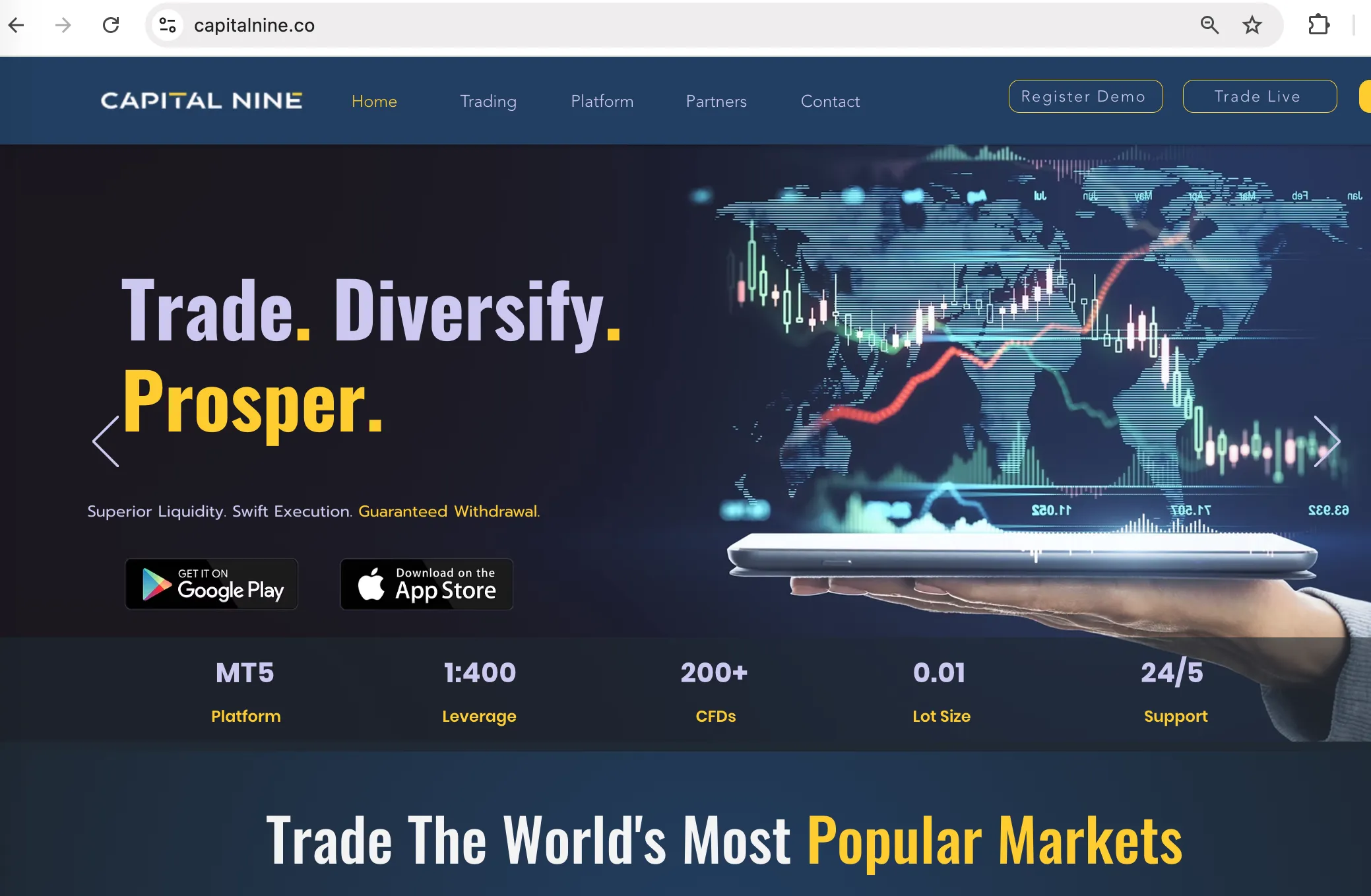 Capital Nine Global's homepage Capital Nine Global's homepage