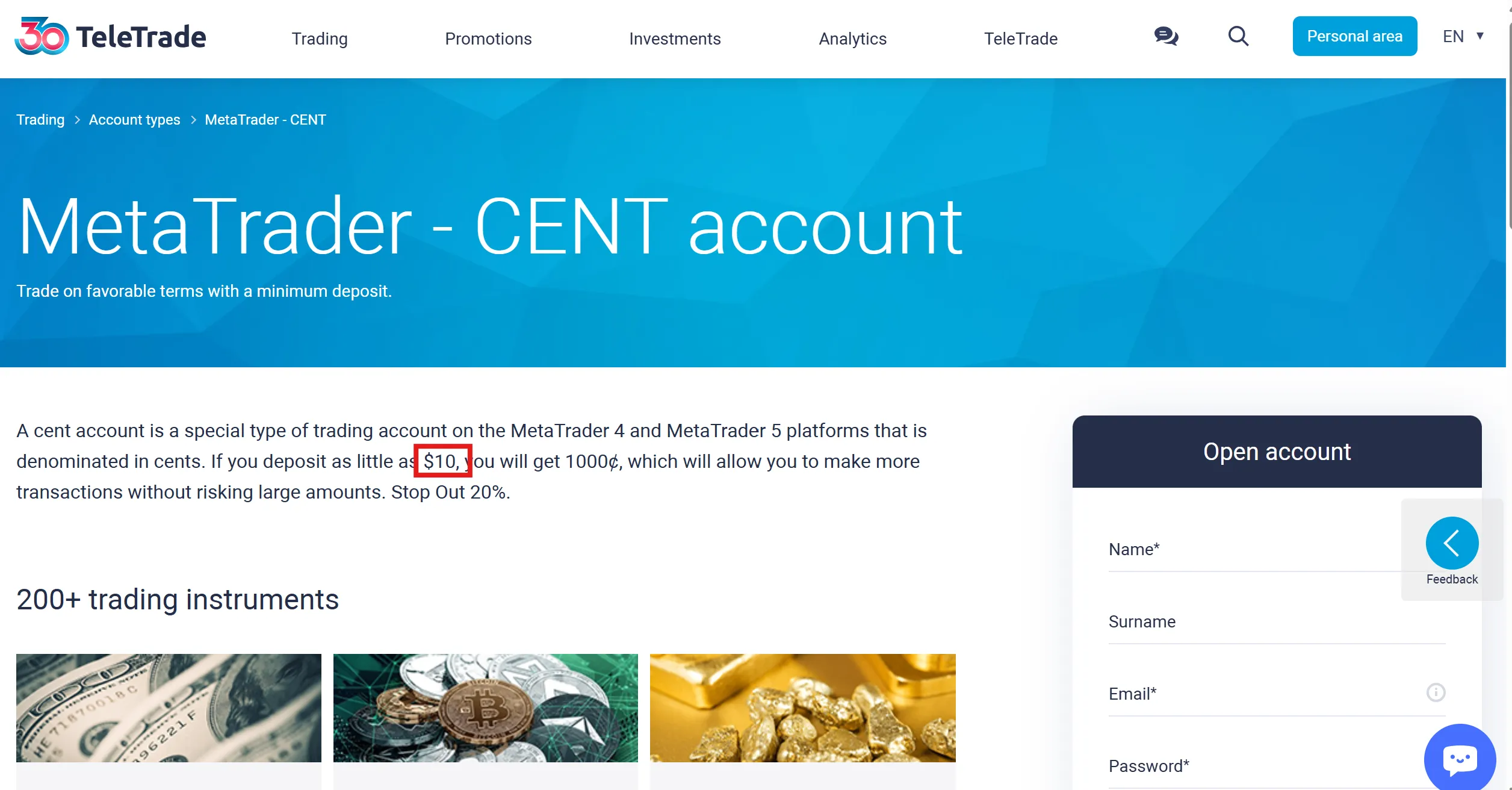 Cent account Cent account