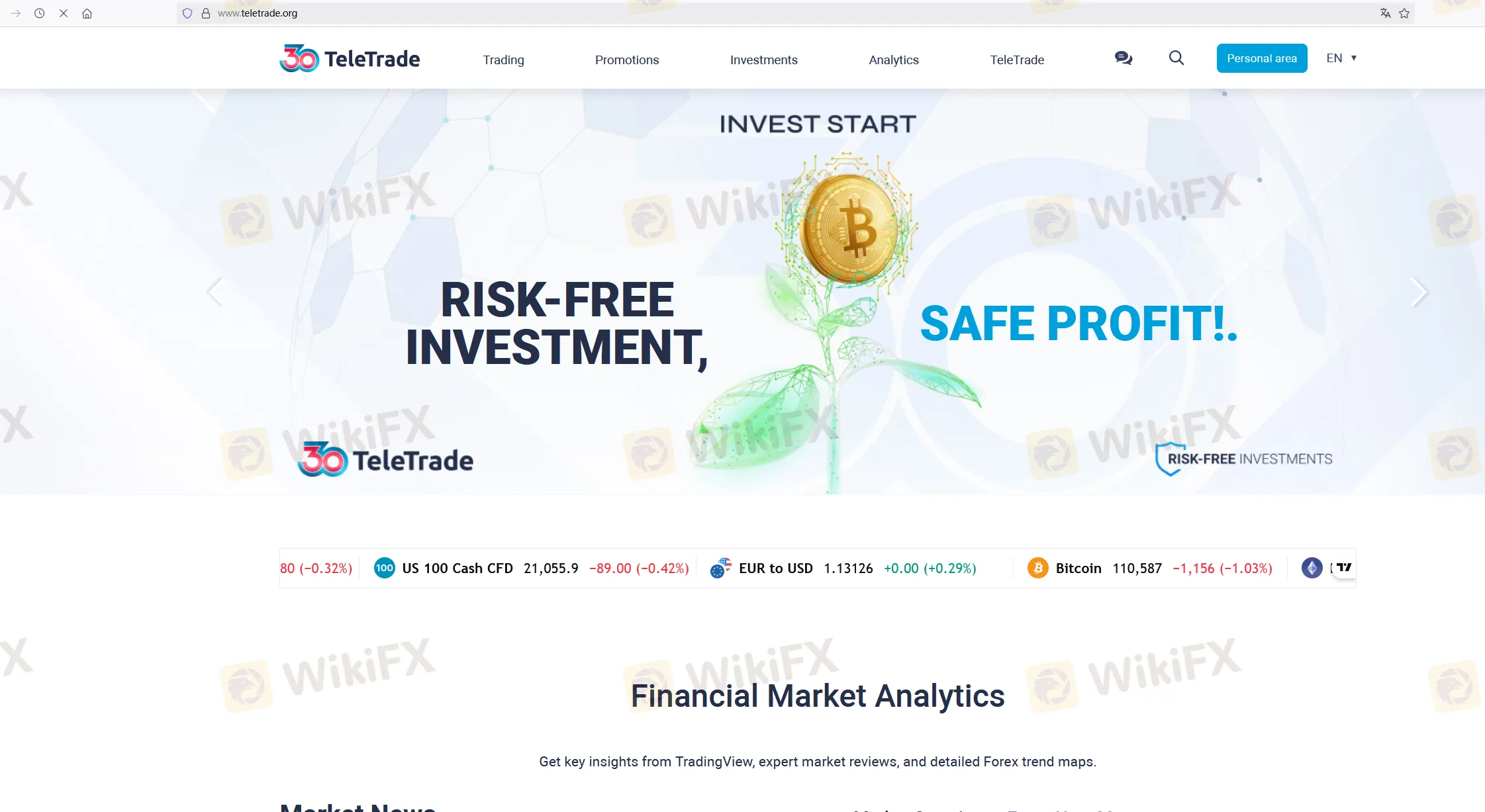 TeleTrade's homepage