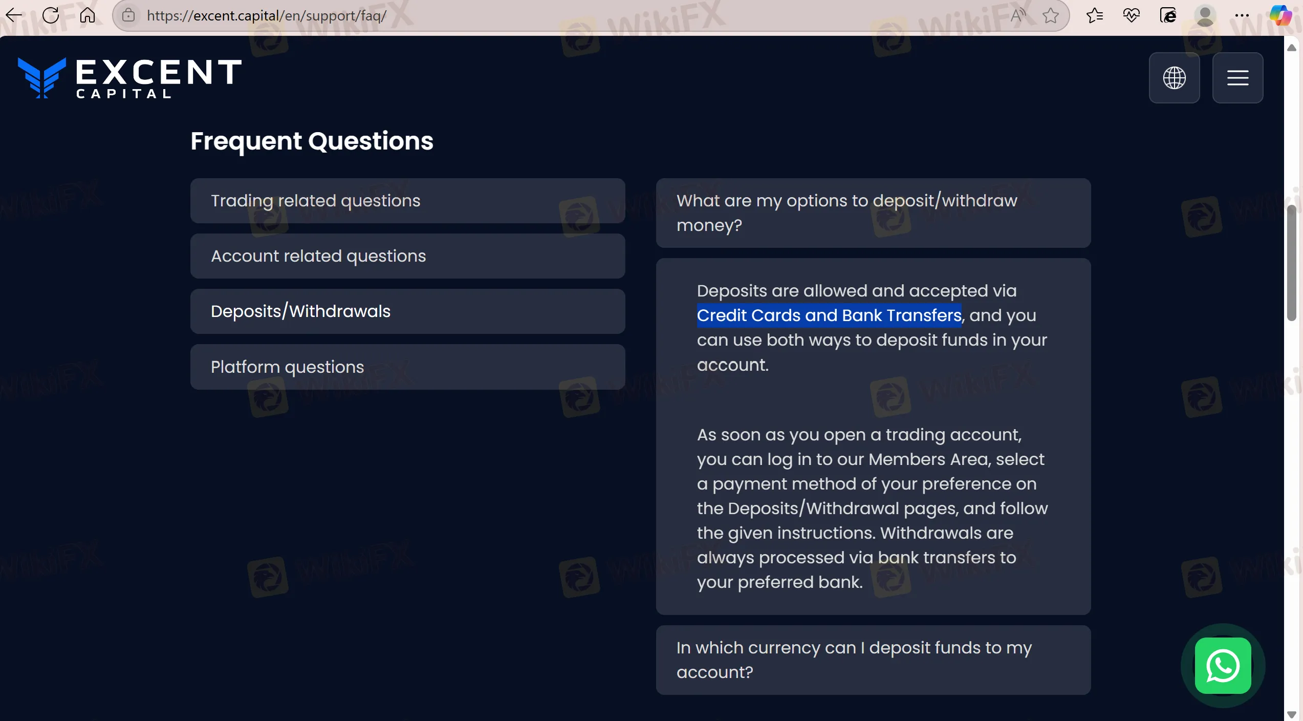 Deposit and Withdrawal