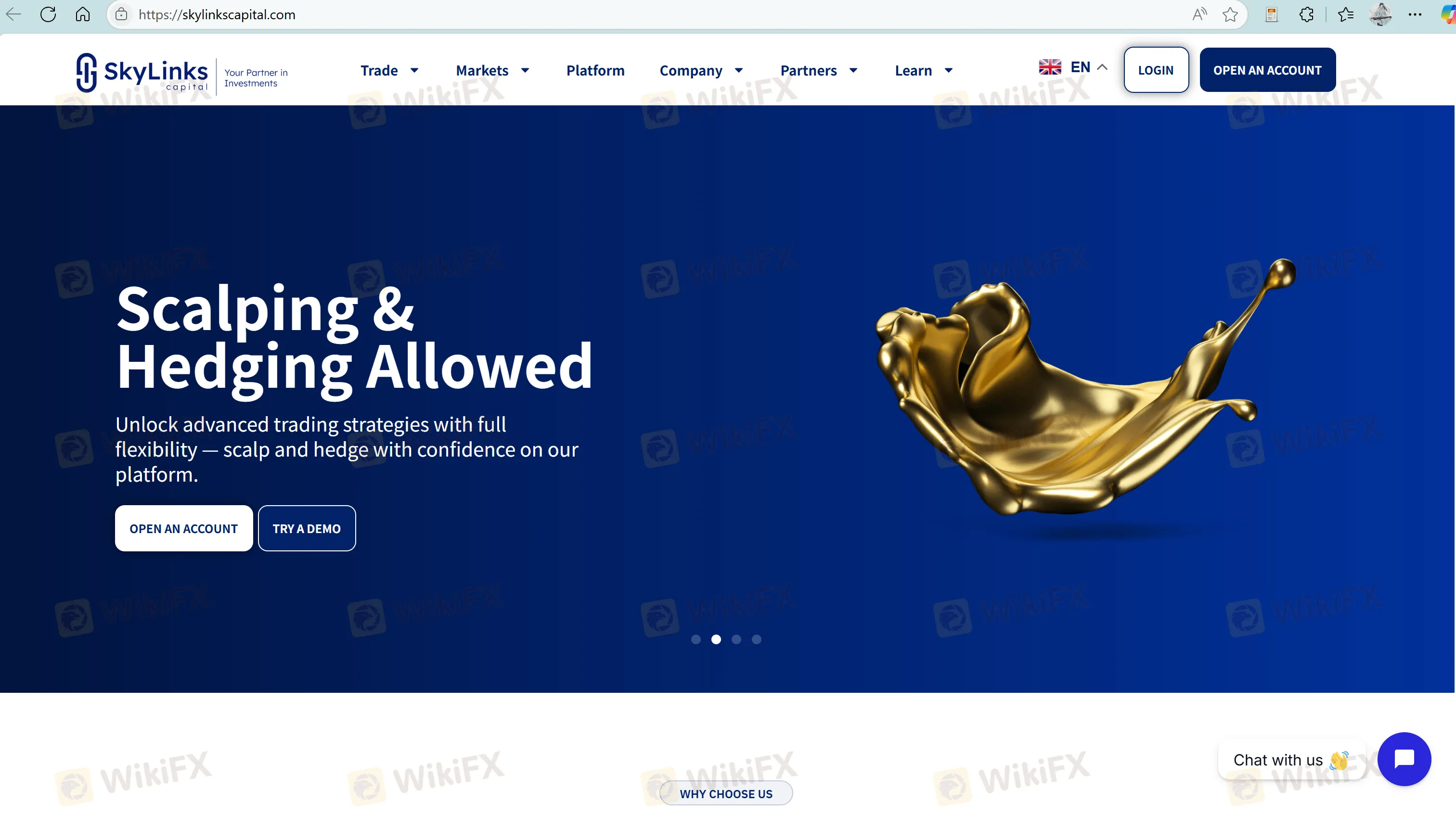 Sky Links Capital's homepage