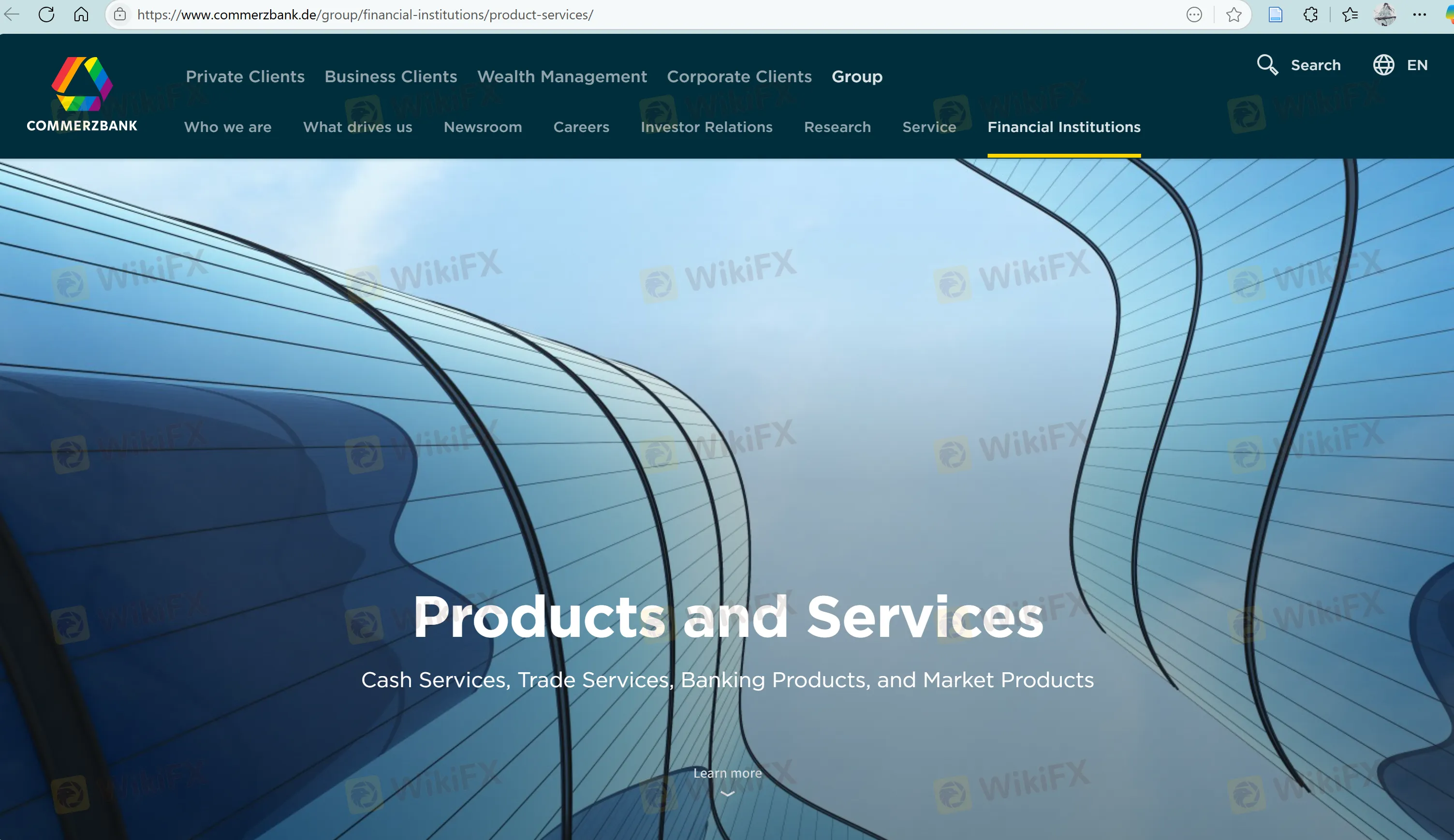 Commerzbank's homepage