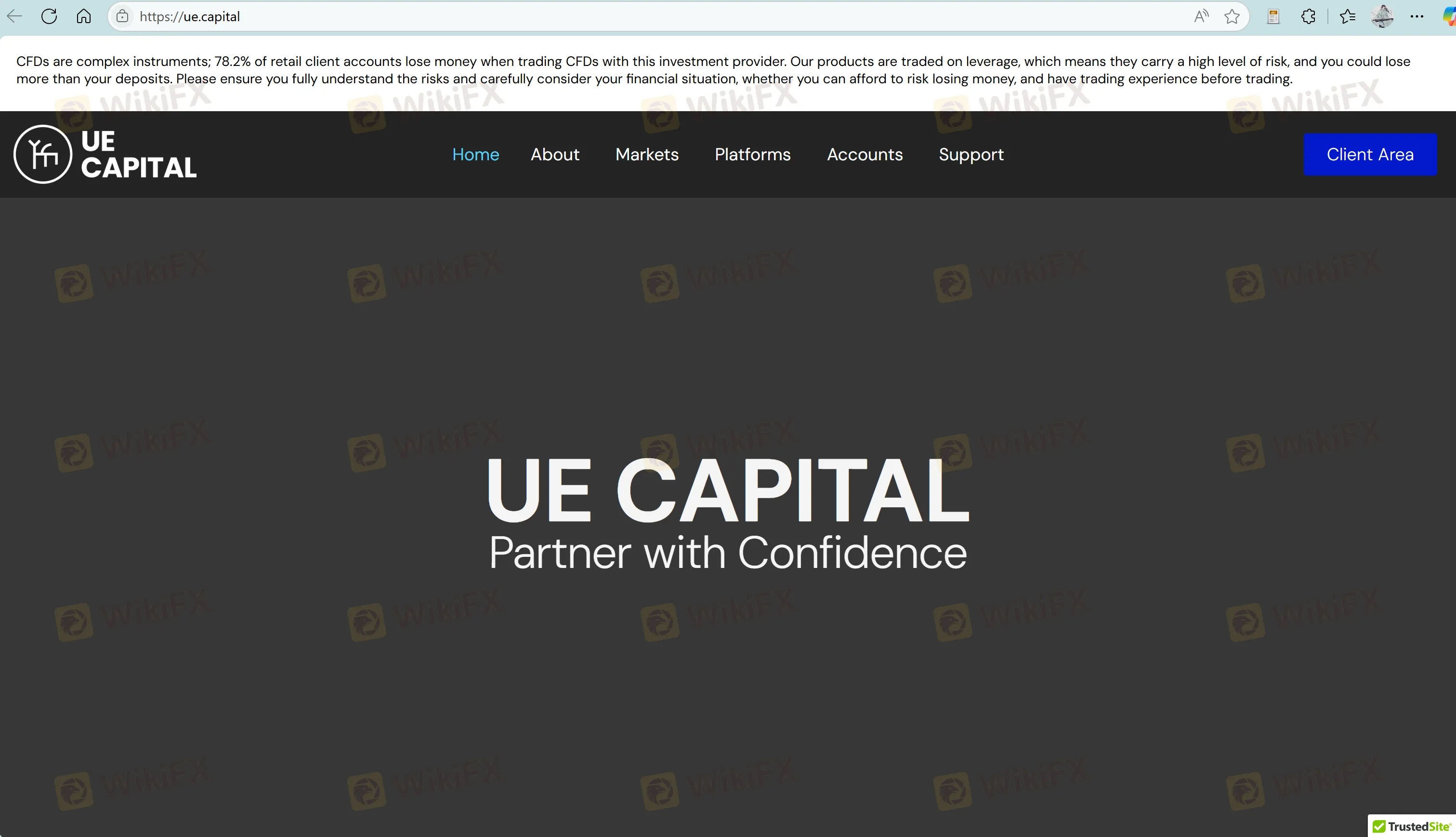 UE Capital's homepage