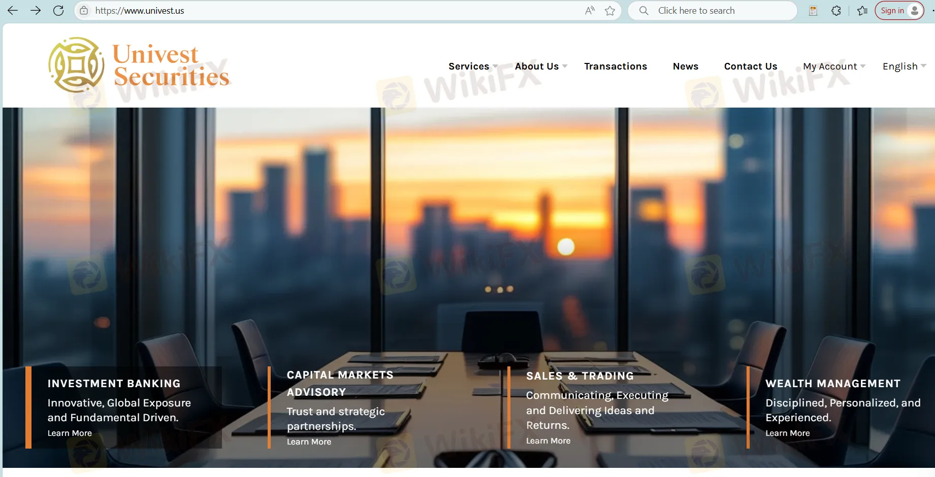 Univest Securities' homepage