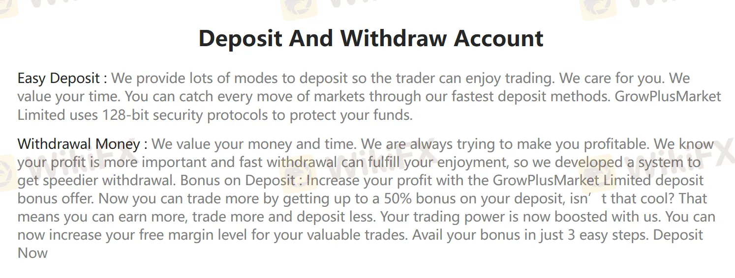 Deposit and Withdrawal