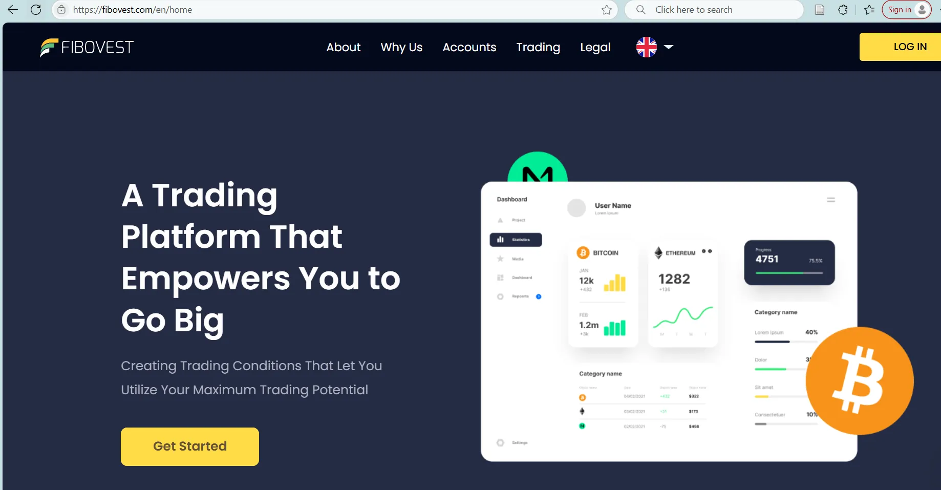 Fibovest's homepage