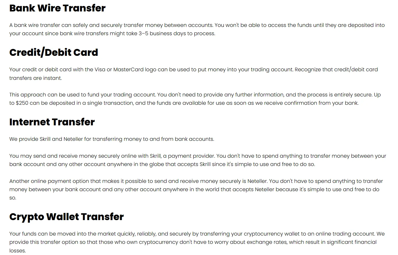 Deposit and Withdrawal