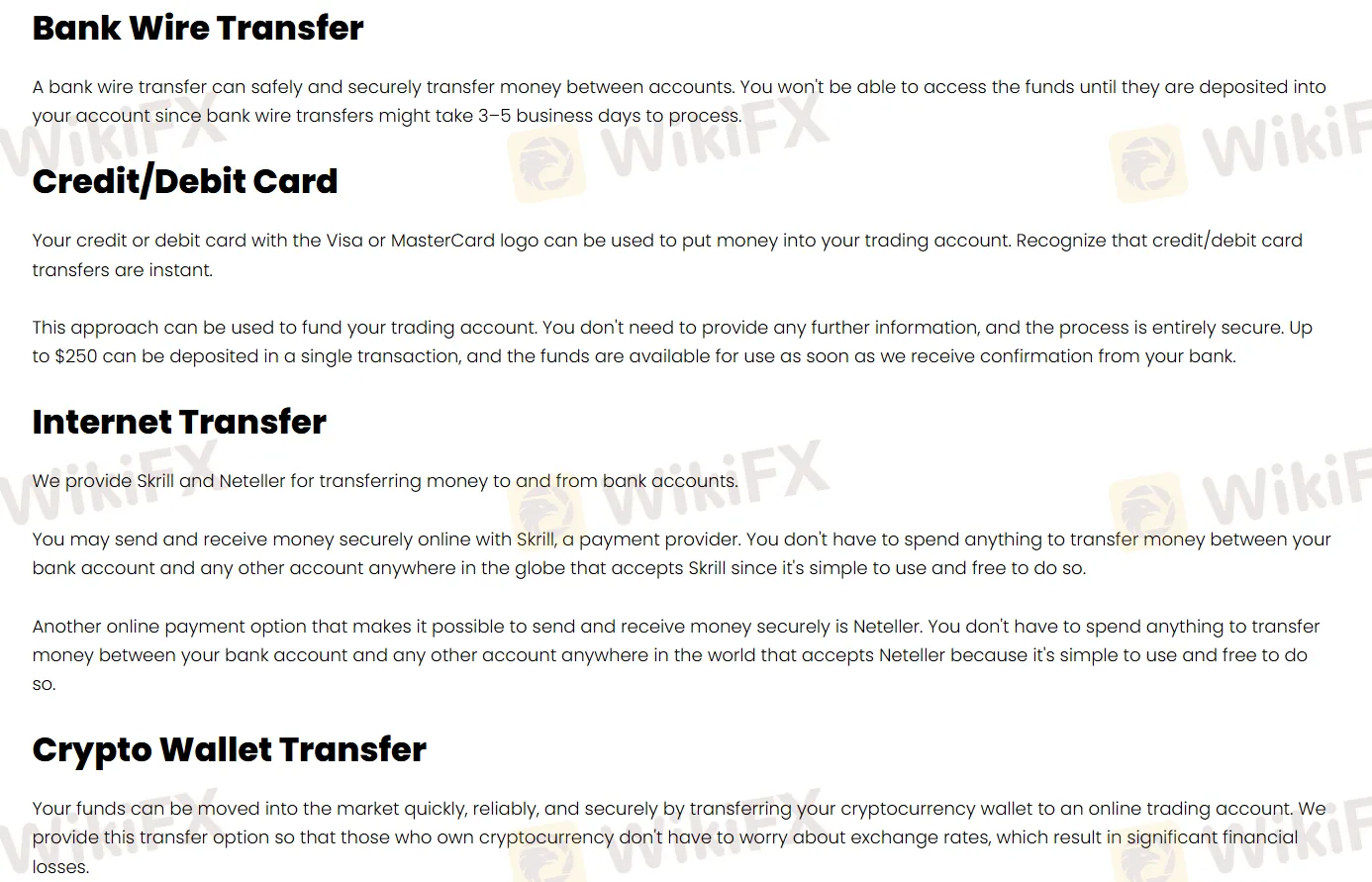 Deposit and Withdrawal