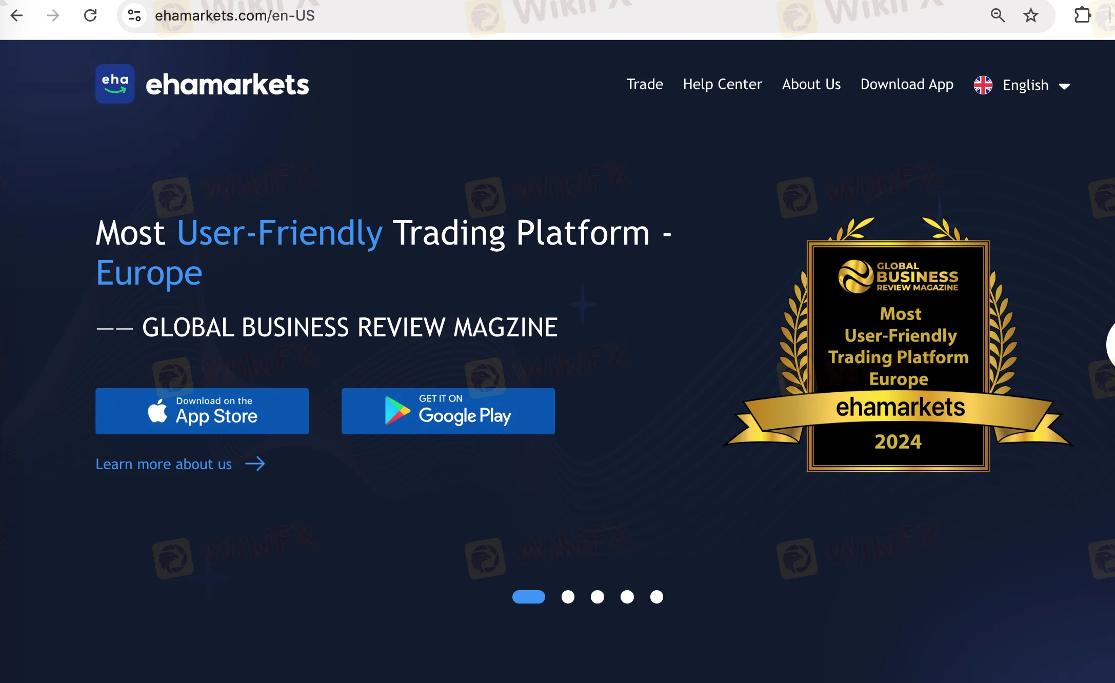 Ehamarkets' homepage