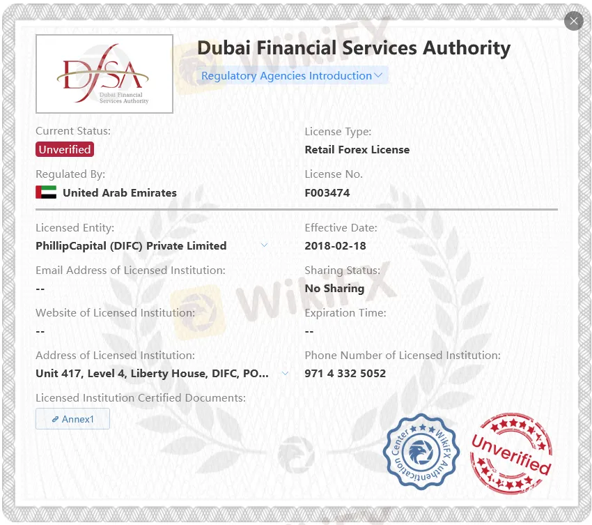 Unverified DFSA license