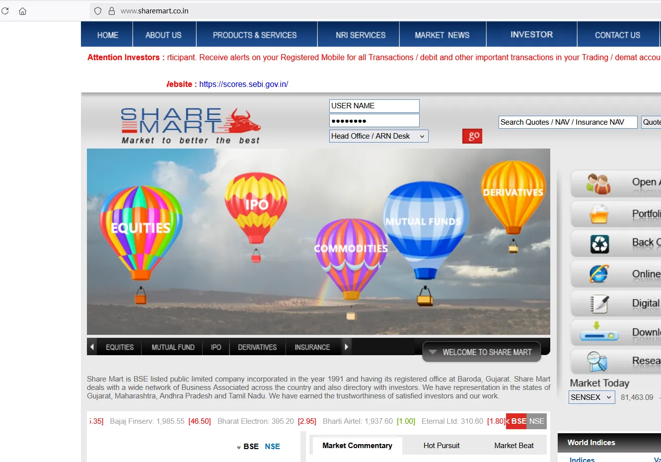 SHARE MART's homepage