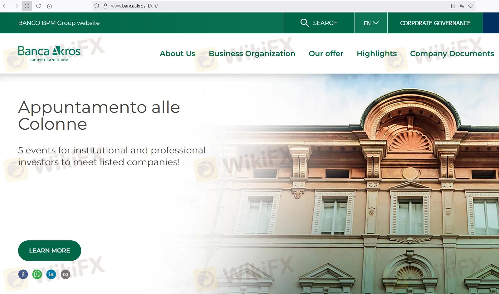Banca Akros' homepage