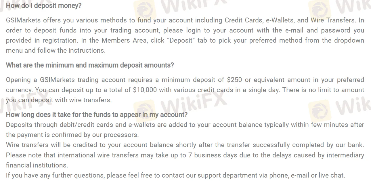 Deposit details