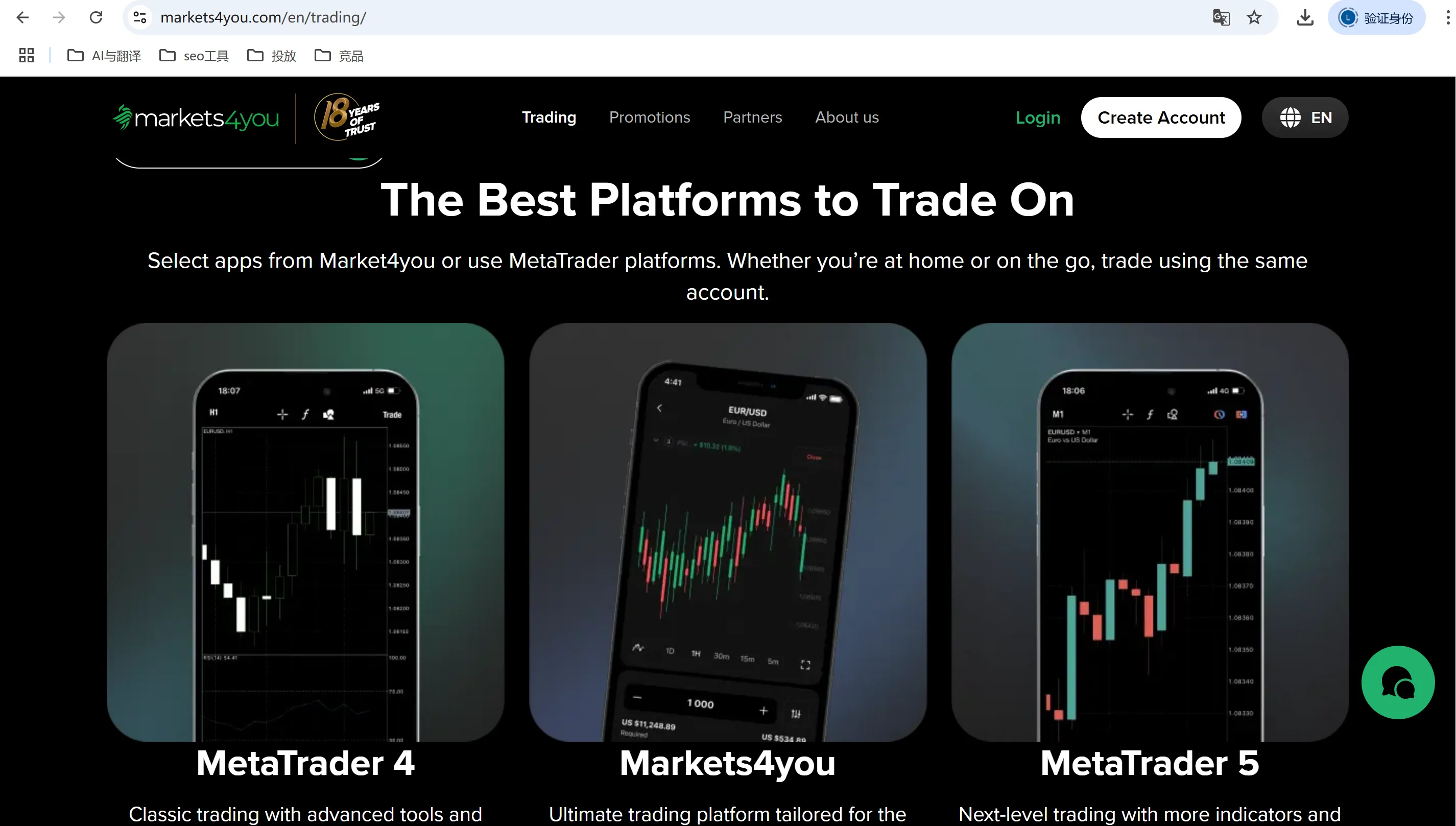 Markets4you MT4 and MT5 Markets4you MT4 and MT5