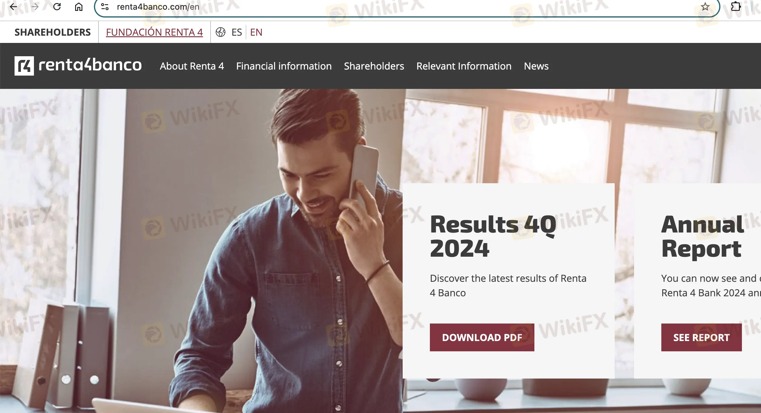 Renta 4's homepage
