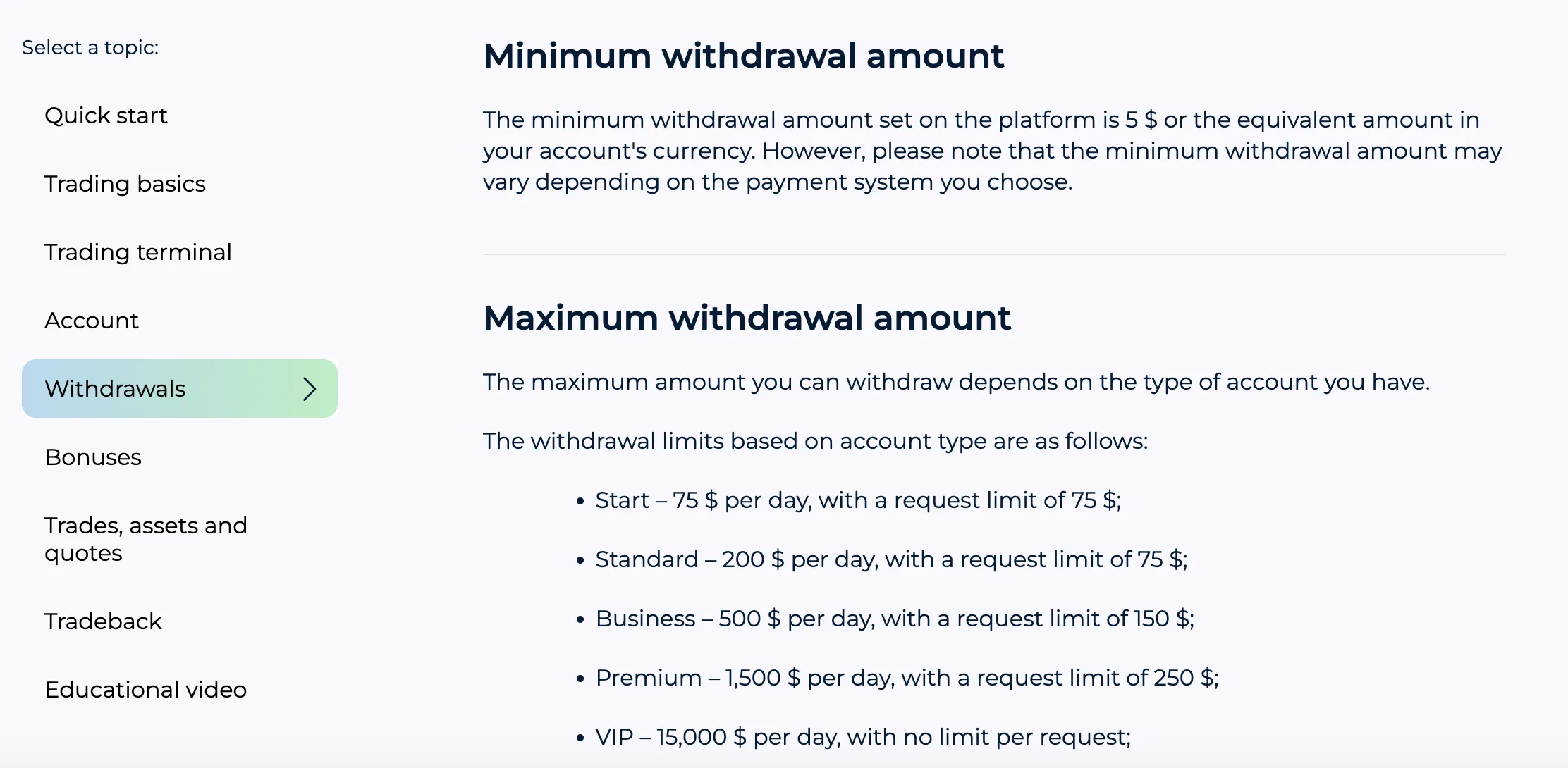 Deposit and Withdrawal