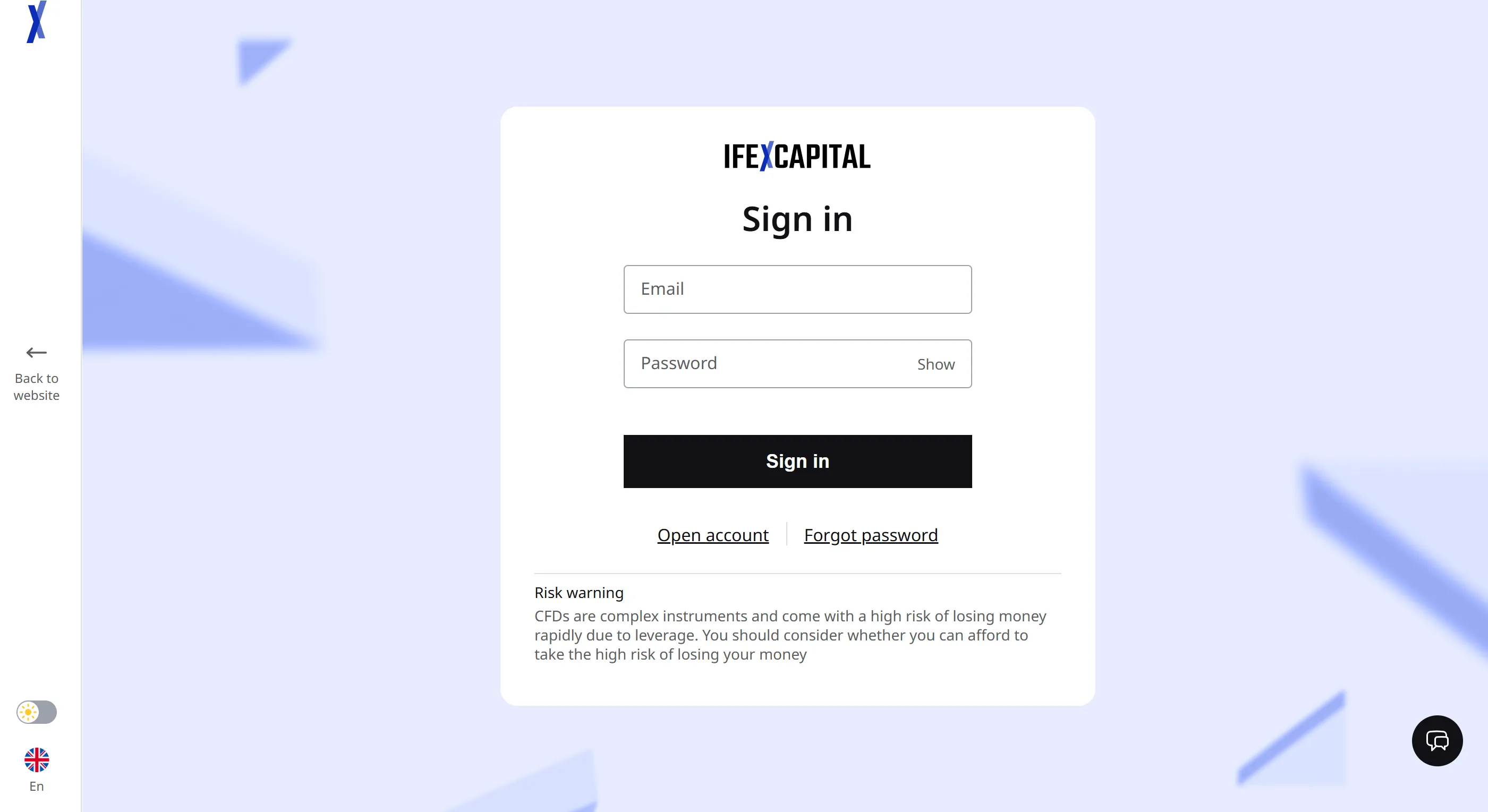IFEX Capital login page IFEX Capital login page