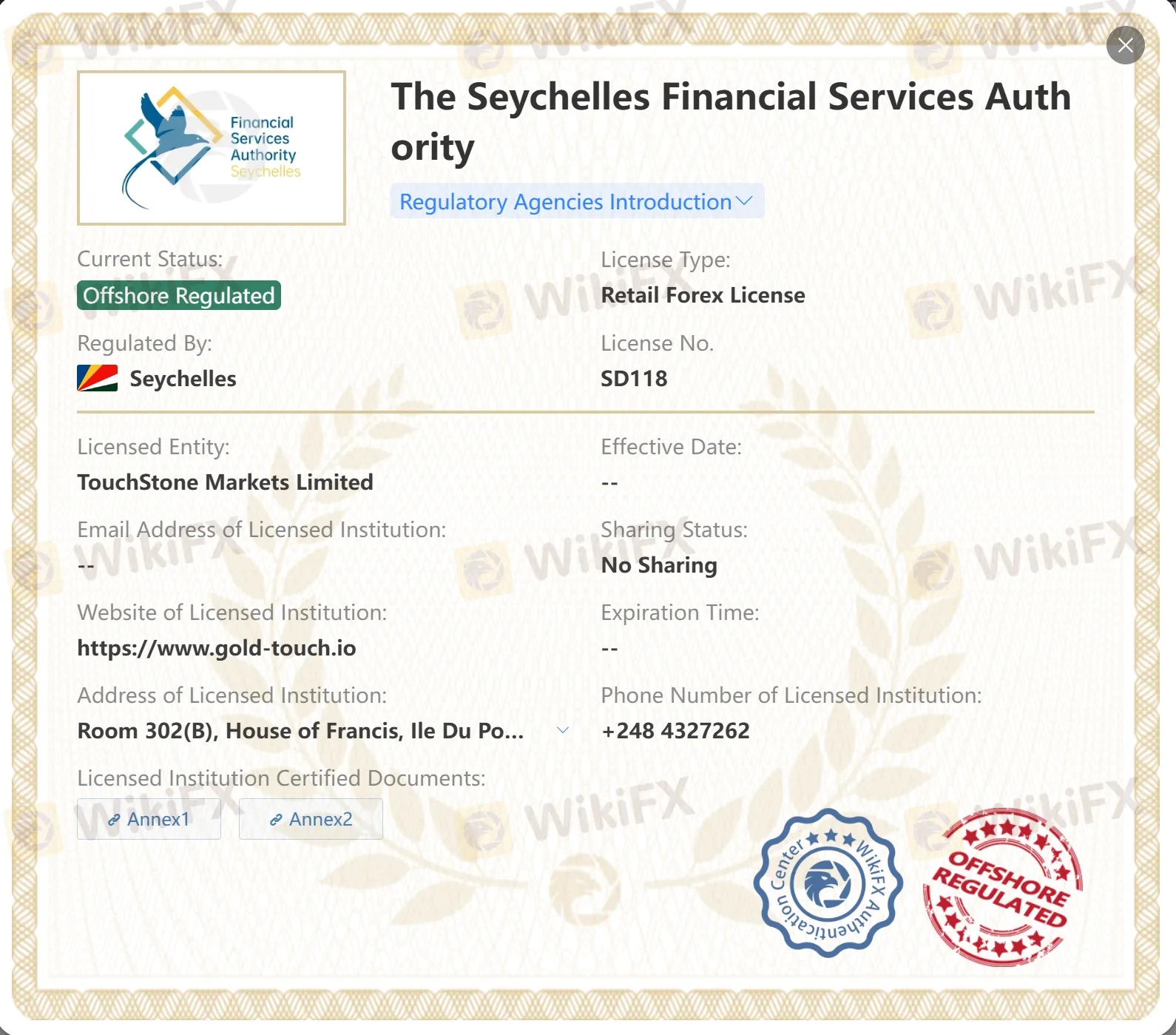 Offshore regulated by FSA