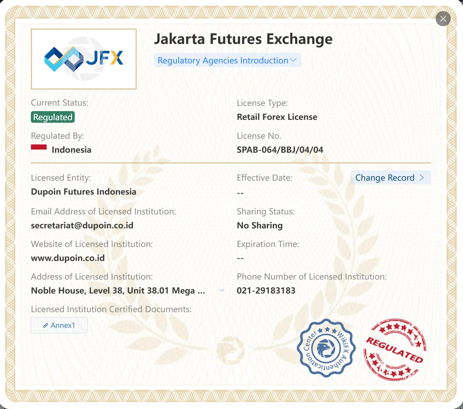 Regulated by JFX