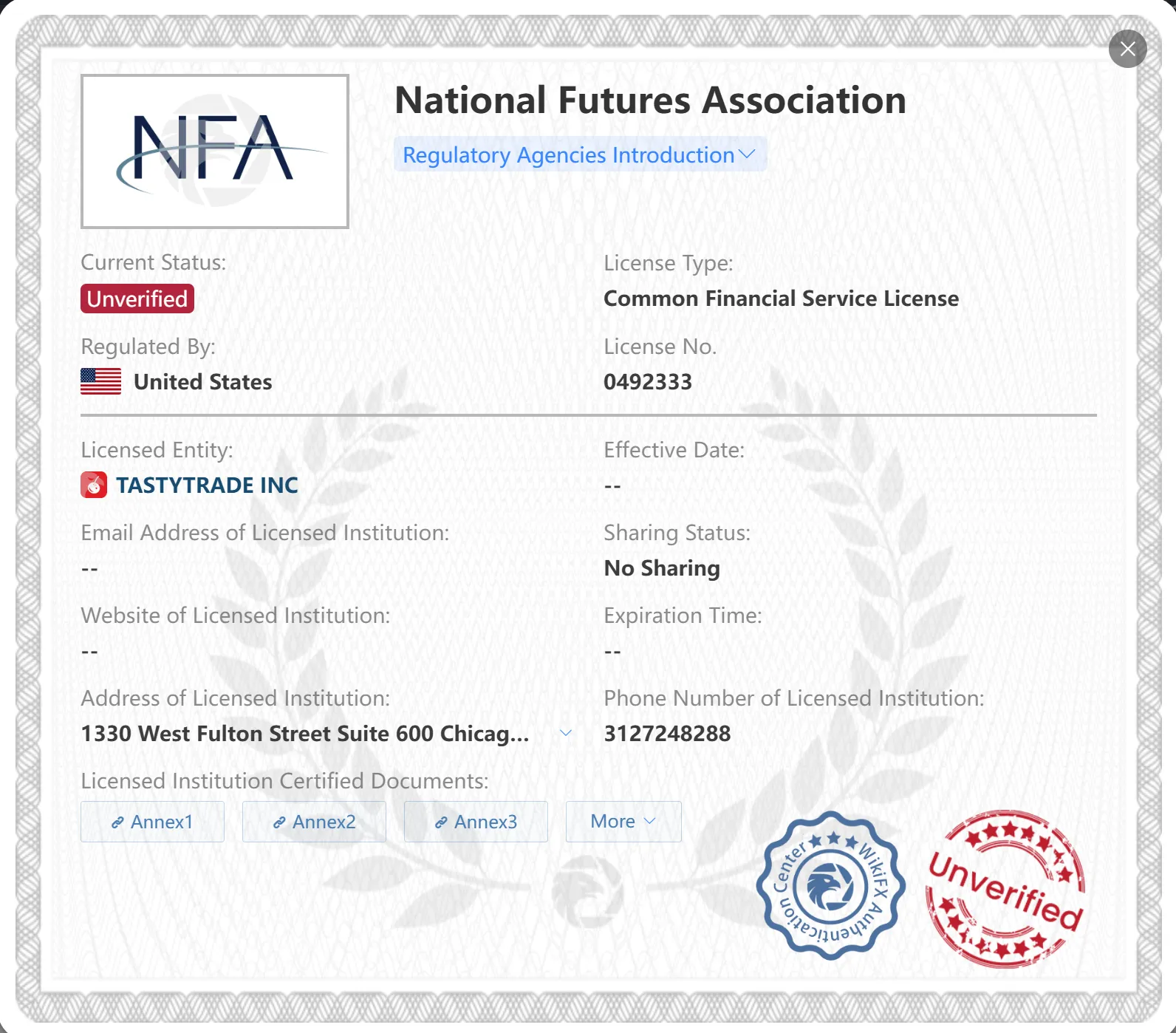 Unverified NFA license Unverified NFA license