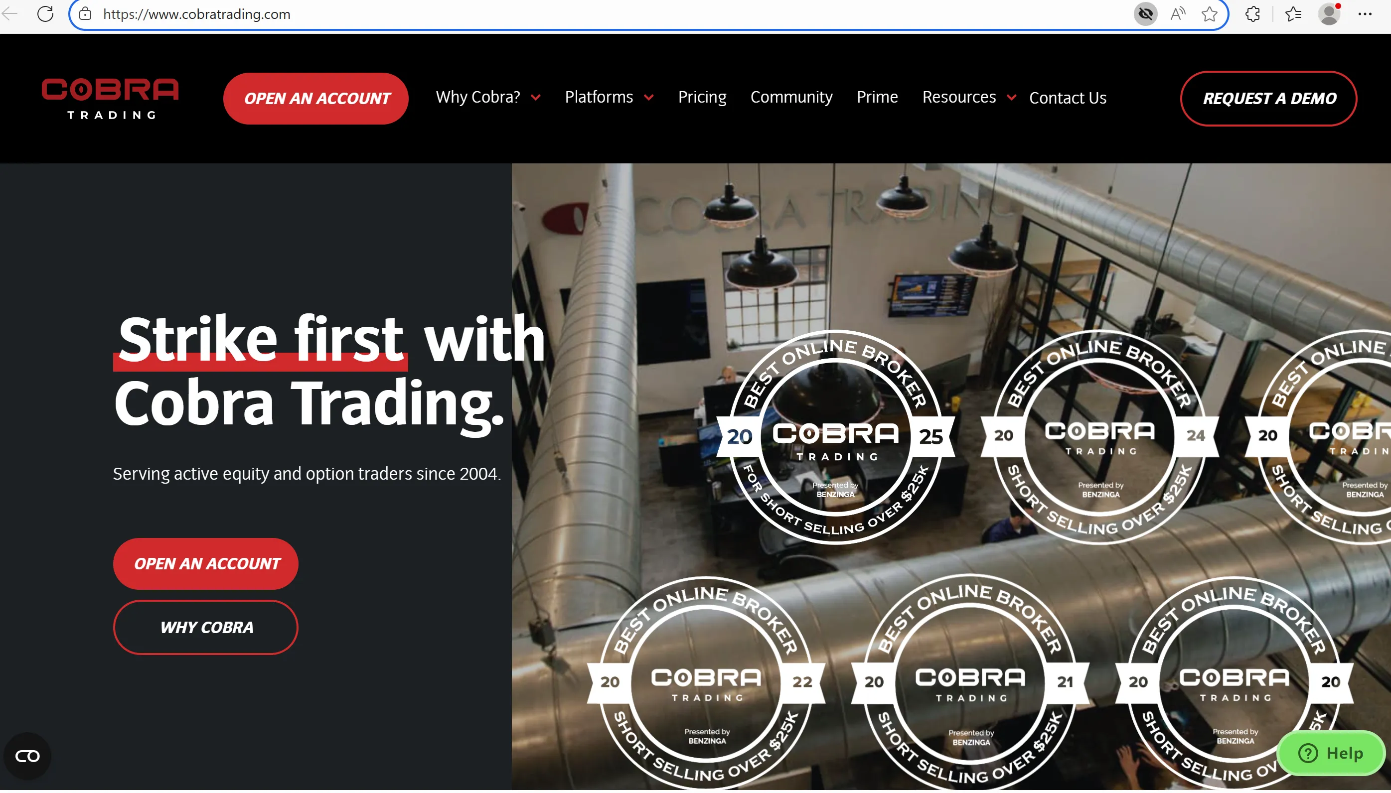 Cobra Trading's homepage Cobra Trading's homepage