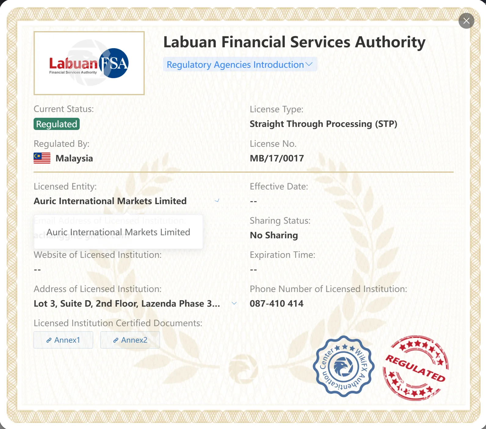 Regulated by LFSA