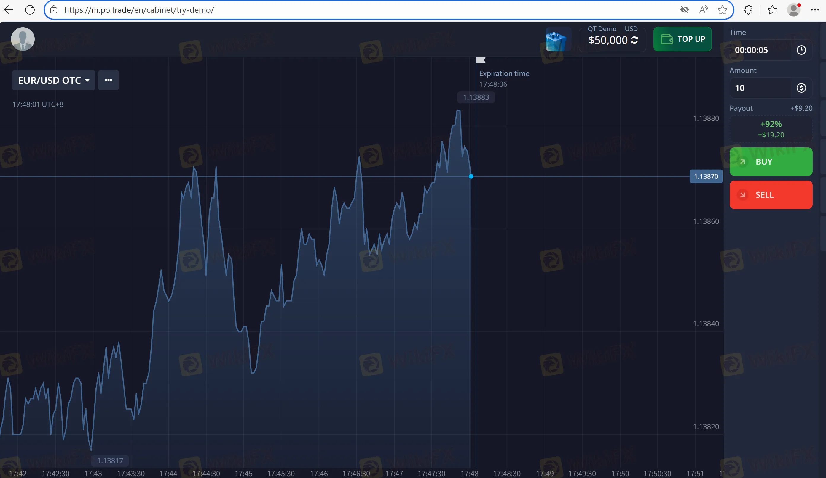 Demo trading interface