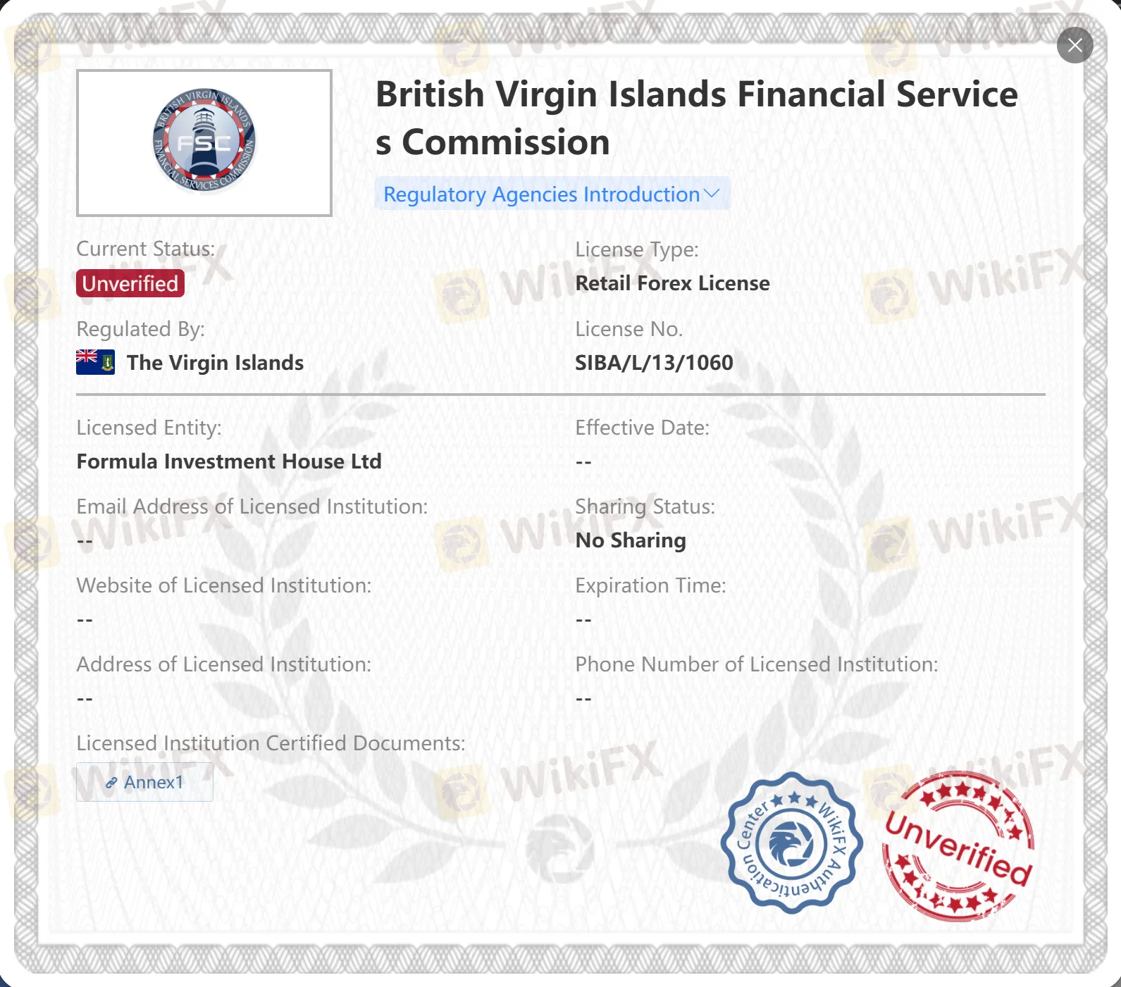 Unverified FSC license