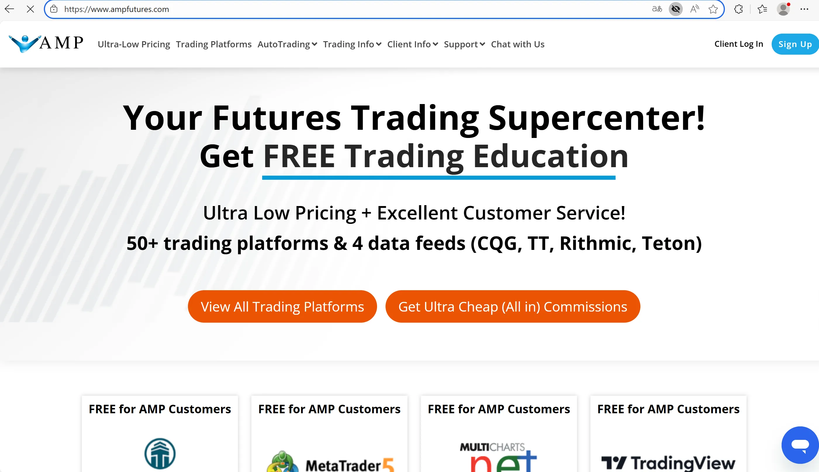 AMP Futures' homepage AMP Futures' homepage