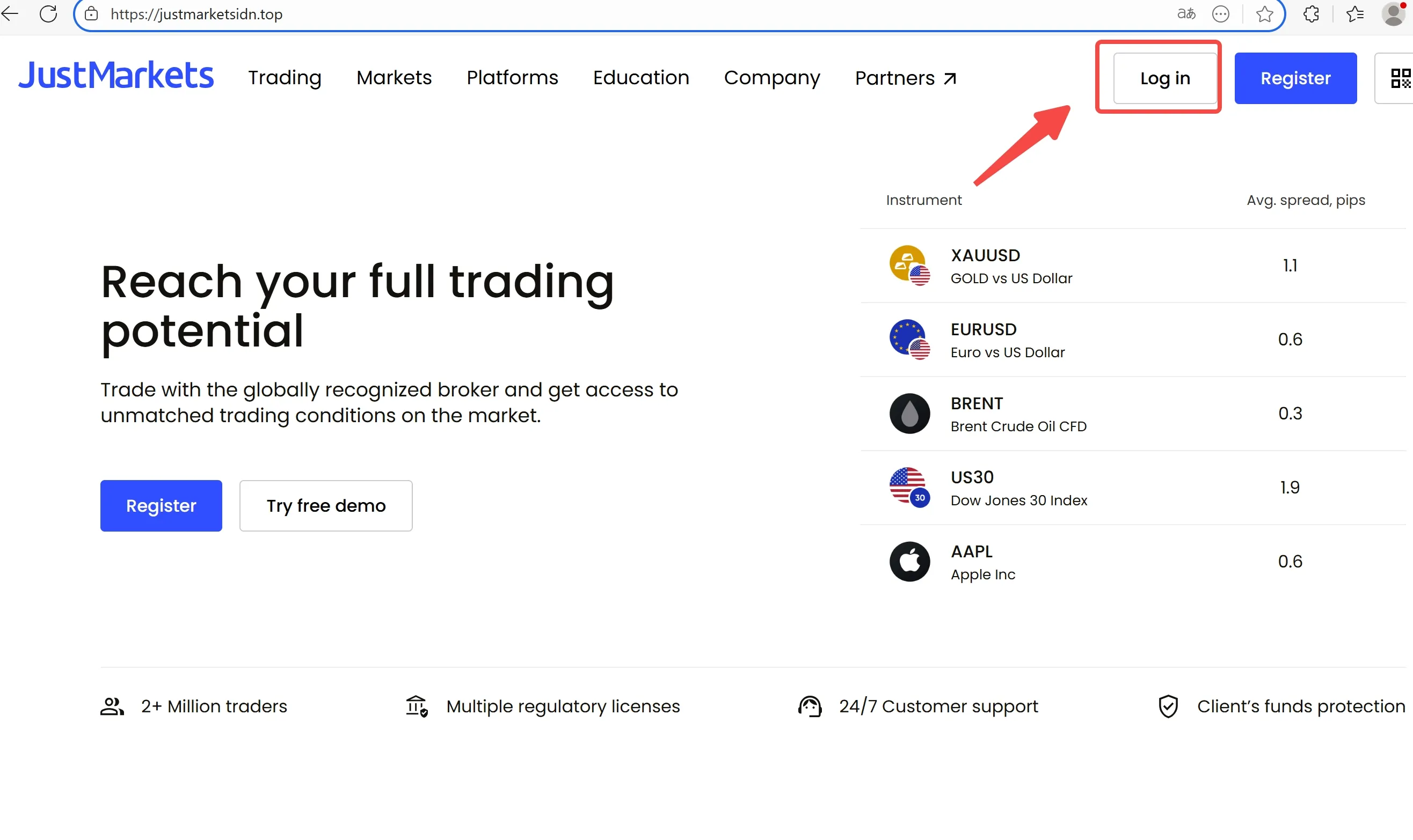 Click Log in to Trade Account Click Log in to Trade Account