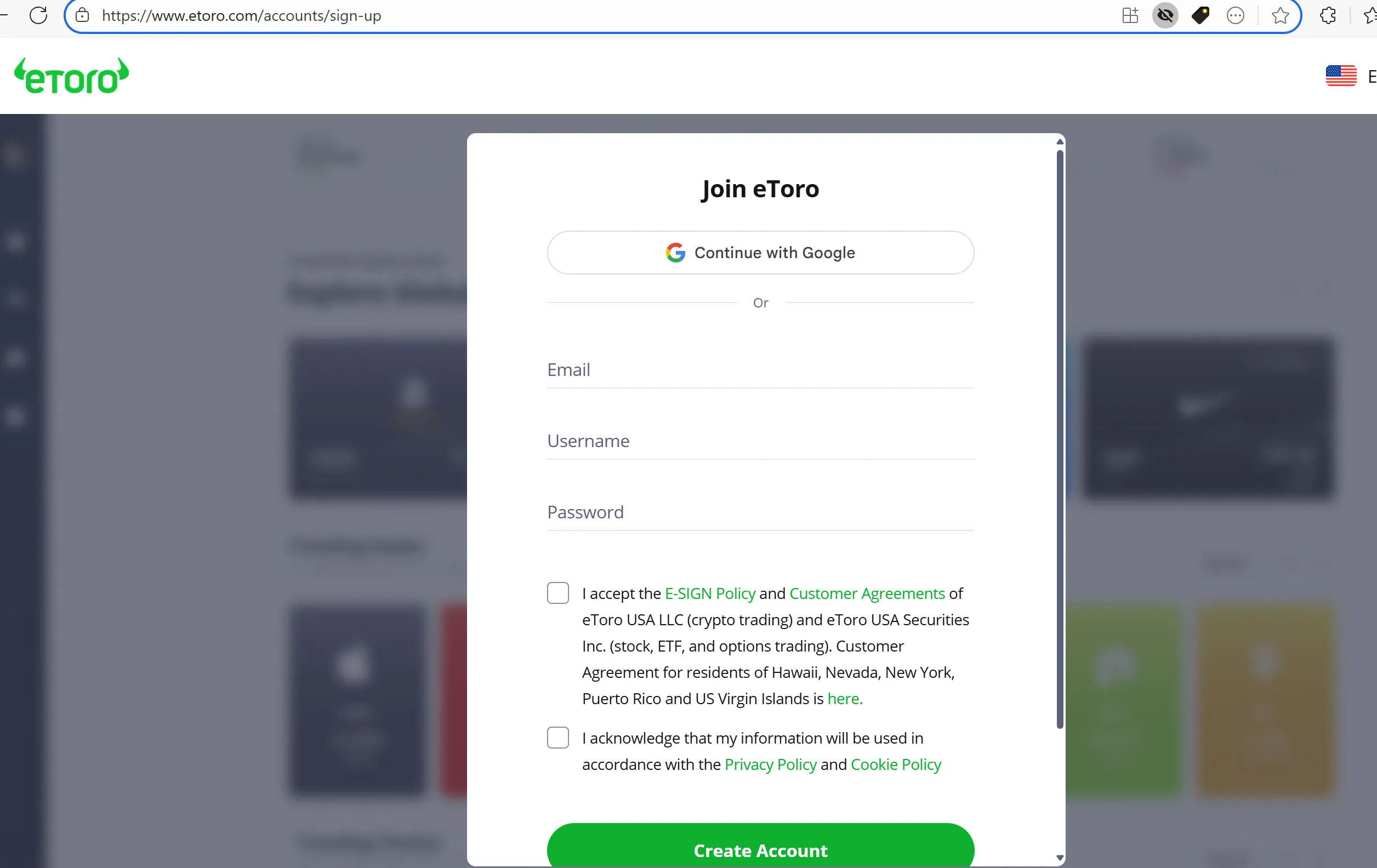 Sign up page Sign up page