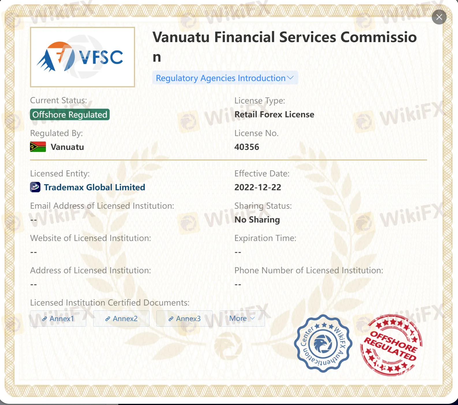 Offshore regulated by VFSC