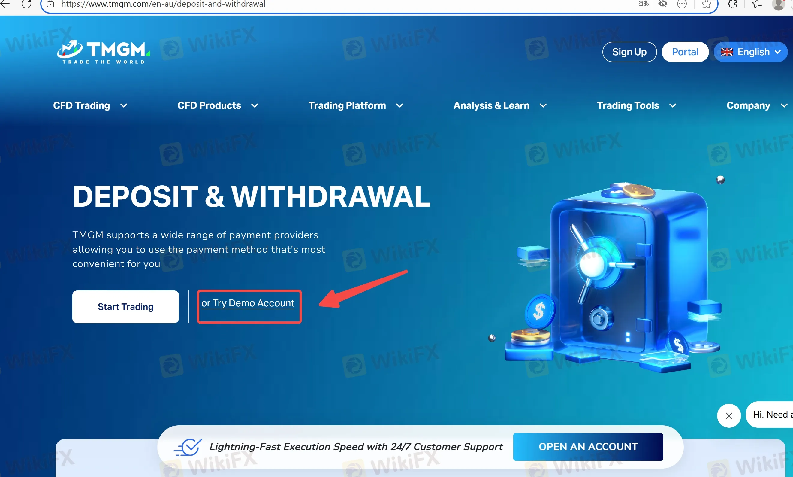 Click Try Demo Account